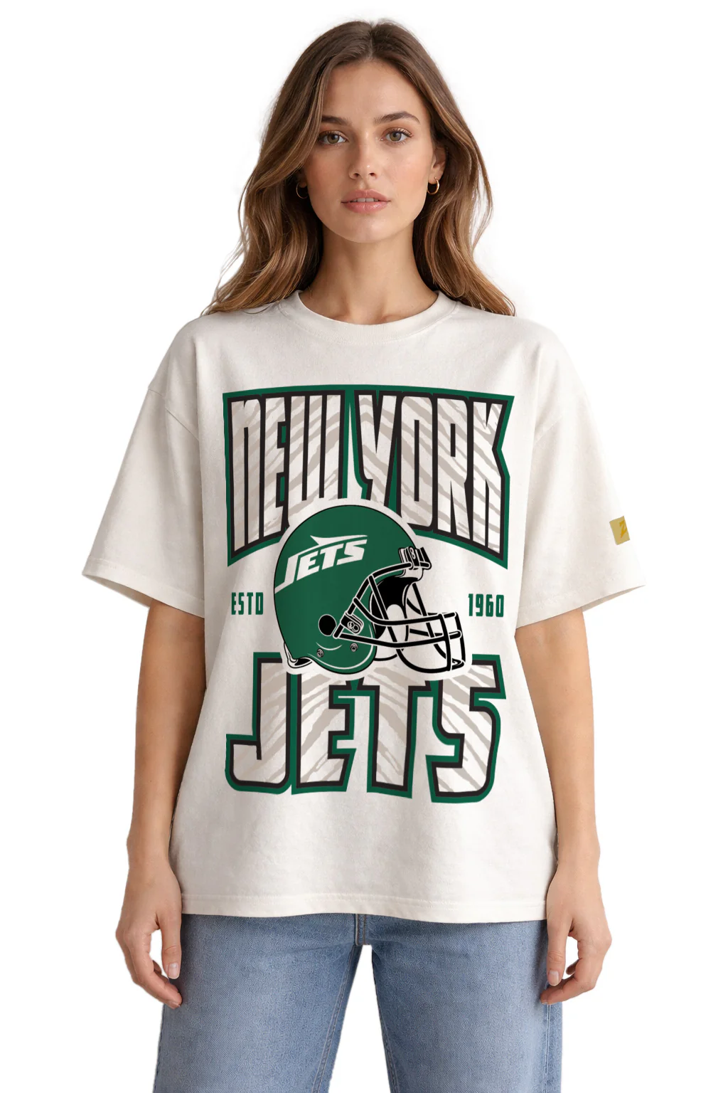 Zubaz NFL 90s SS Tee- Helmet-Off White, NEW YORK JETS - Image 32