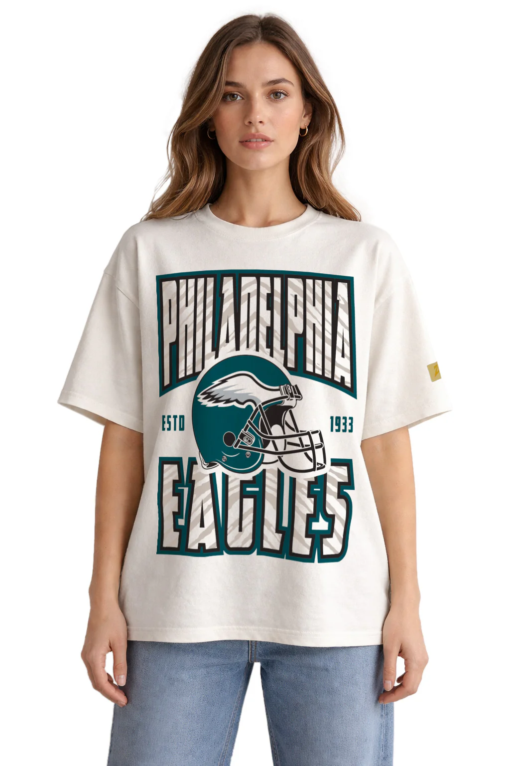 Zubaz NFL 90s SS Tee- Helmet-Off White, PHILADELPHIA EAGLES - Image 32
