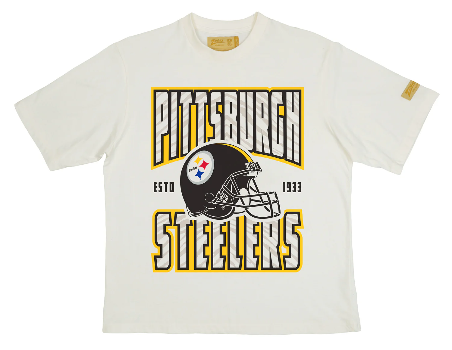 Zubaz NFL 90s SS Tee- Helmet-Off White, PITTSBURGH STEELERS - Image 38