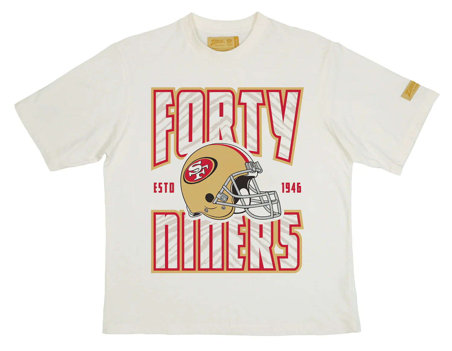 Zubaz NFL 90s SS Tee- Helmet-Off White, SAN FRANCISCO 49ERS - Image 3