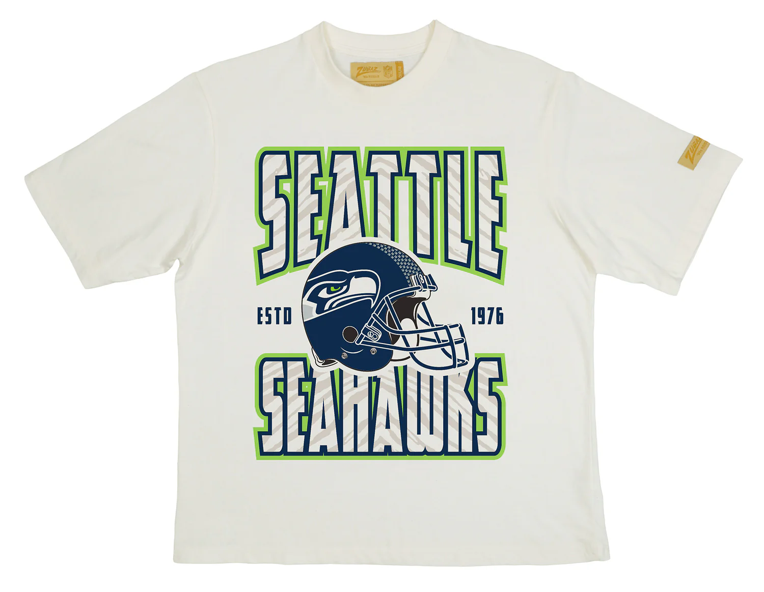 Zubaz NFL 90s SS Tee- Helmet-Off White, SEATTLE SEAHAWKS - Image 38