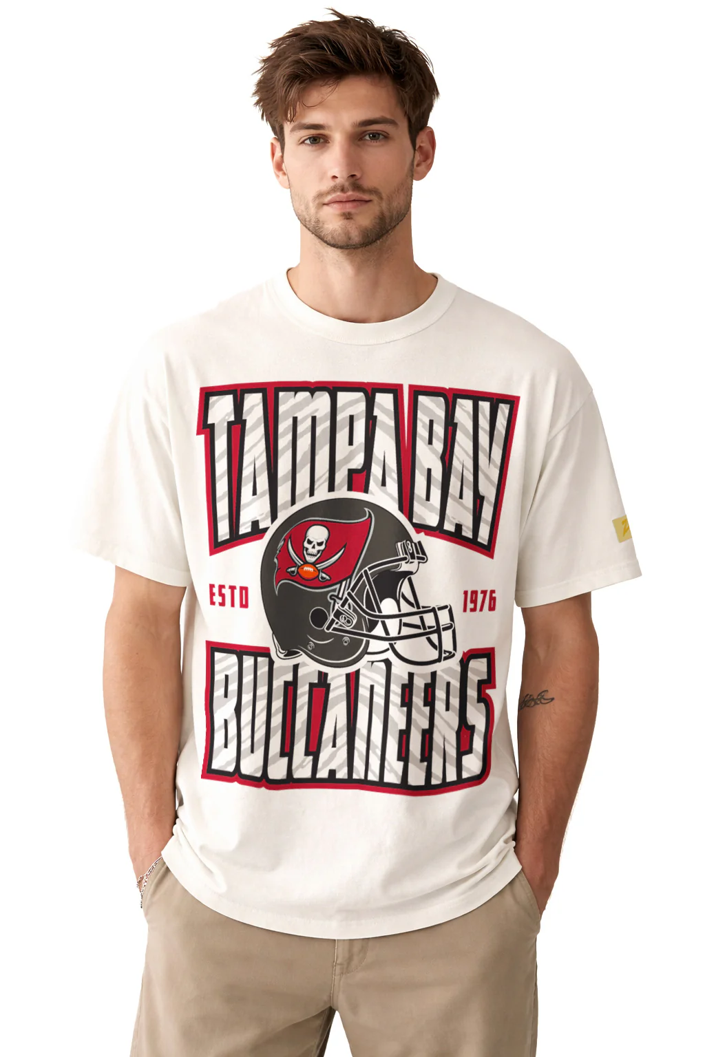Zubaz NFL 90s SS Tee- Helmet-Off White, TAMPA BAY BUCCANEERS - Image 31