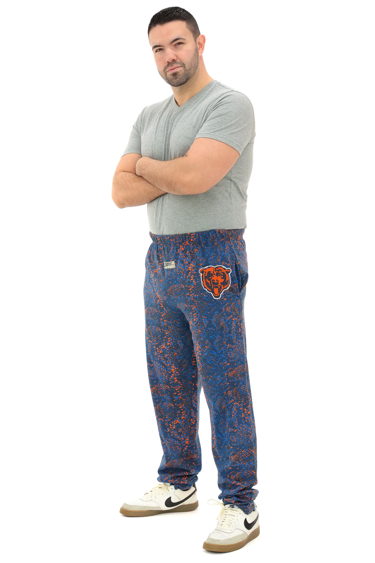 Zubaz NFL Adult Unisex Z88 Embroidered Post Pattern Pant, Chicago Bears, X-Small - Image 2