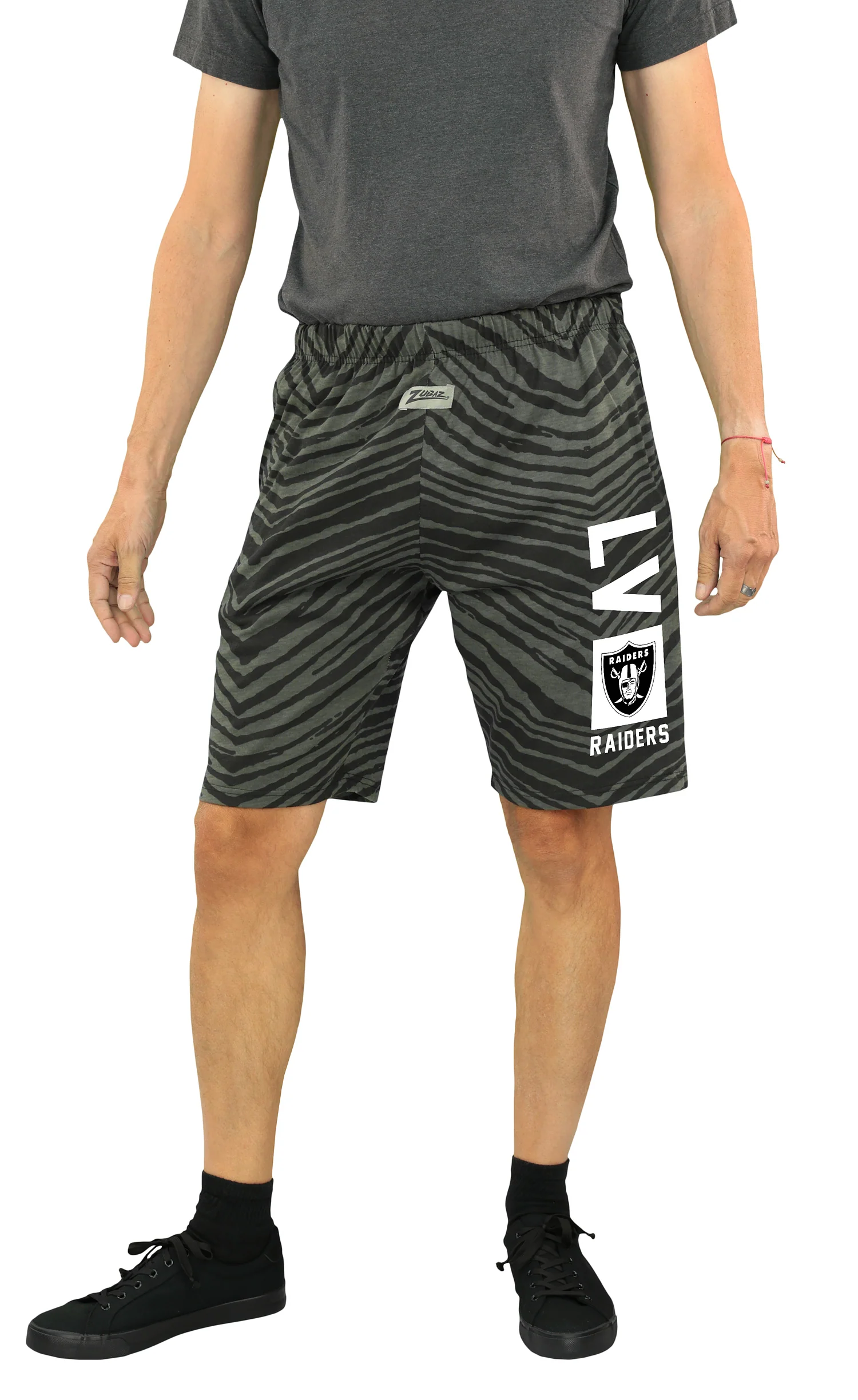 Zubaz NFL Adult Unisex Z88 Black Tonal Shorts, Las Vegas Raiders