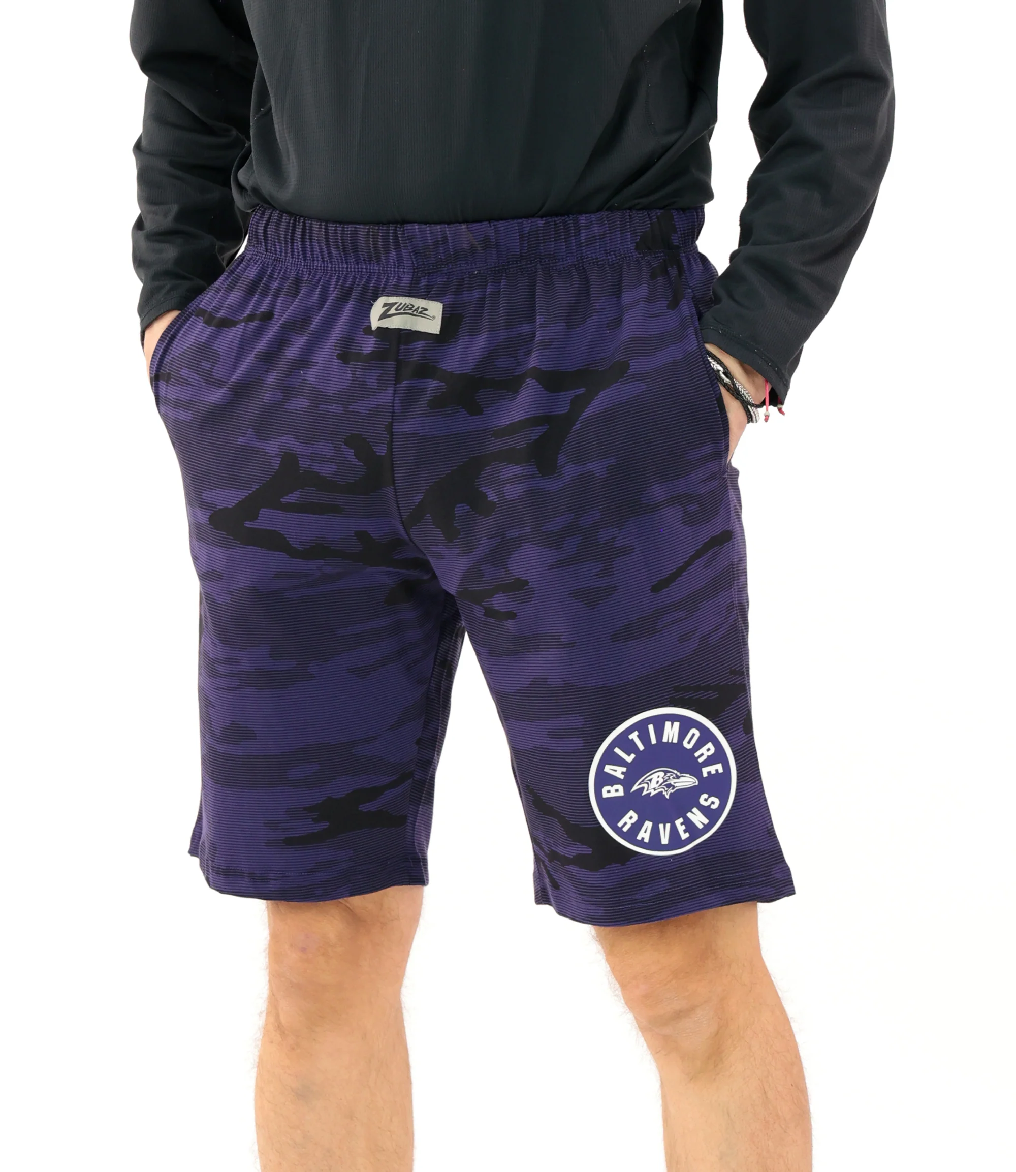 Zubaz NFL Adult Unisex Z88 Camo Lines Shorts, Baltimore Ravens - Image 53