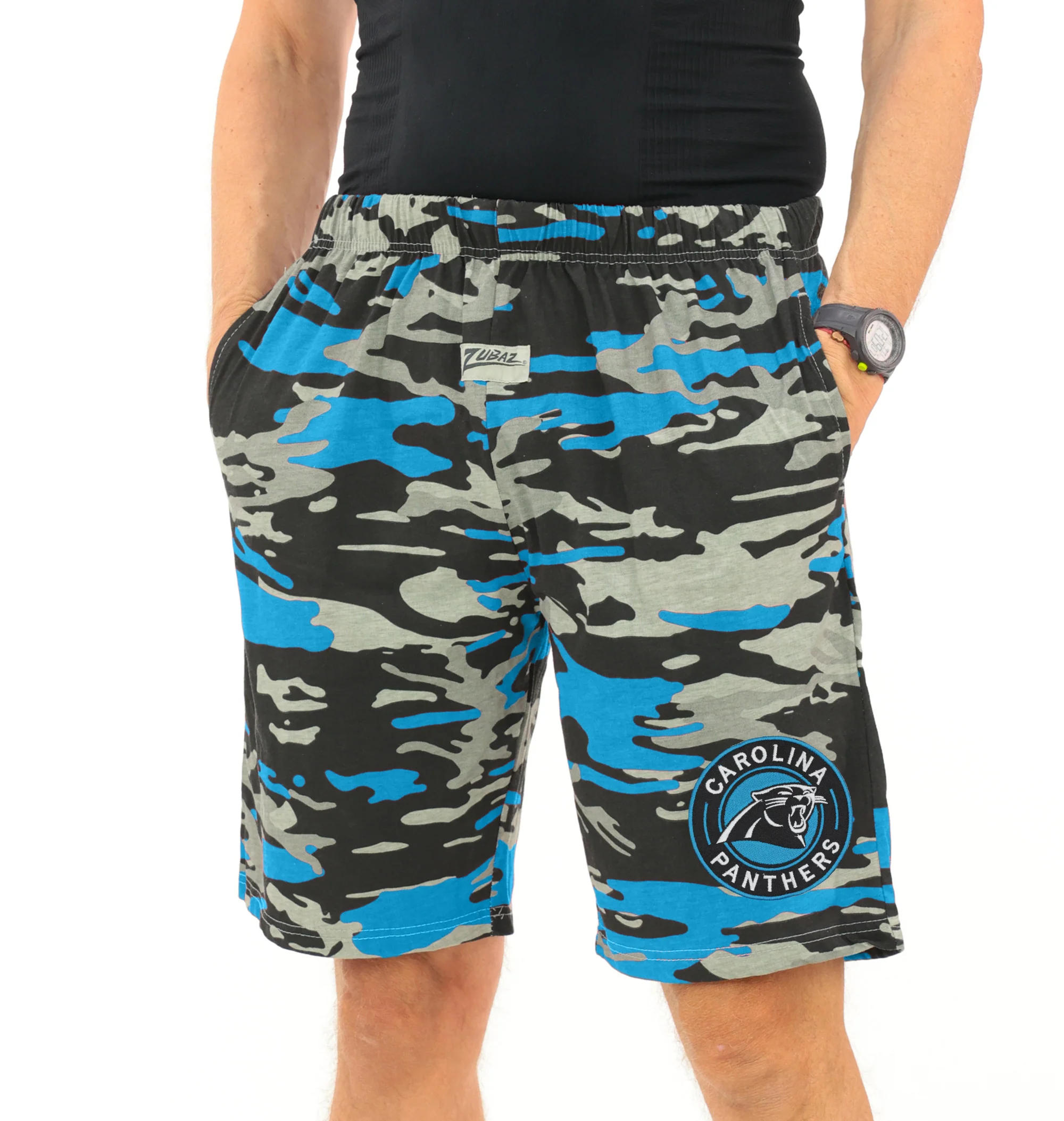 Zubaz NFL Adult Unisex Z88 Embroidered Alt Camo Shorts, Carolina Pantshers - Image 64