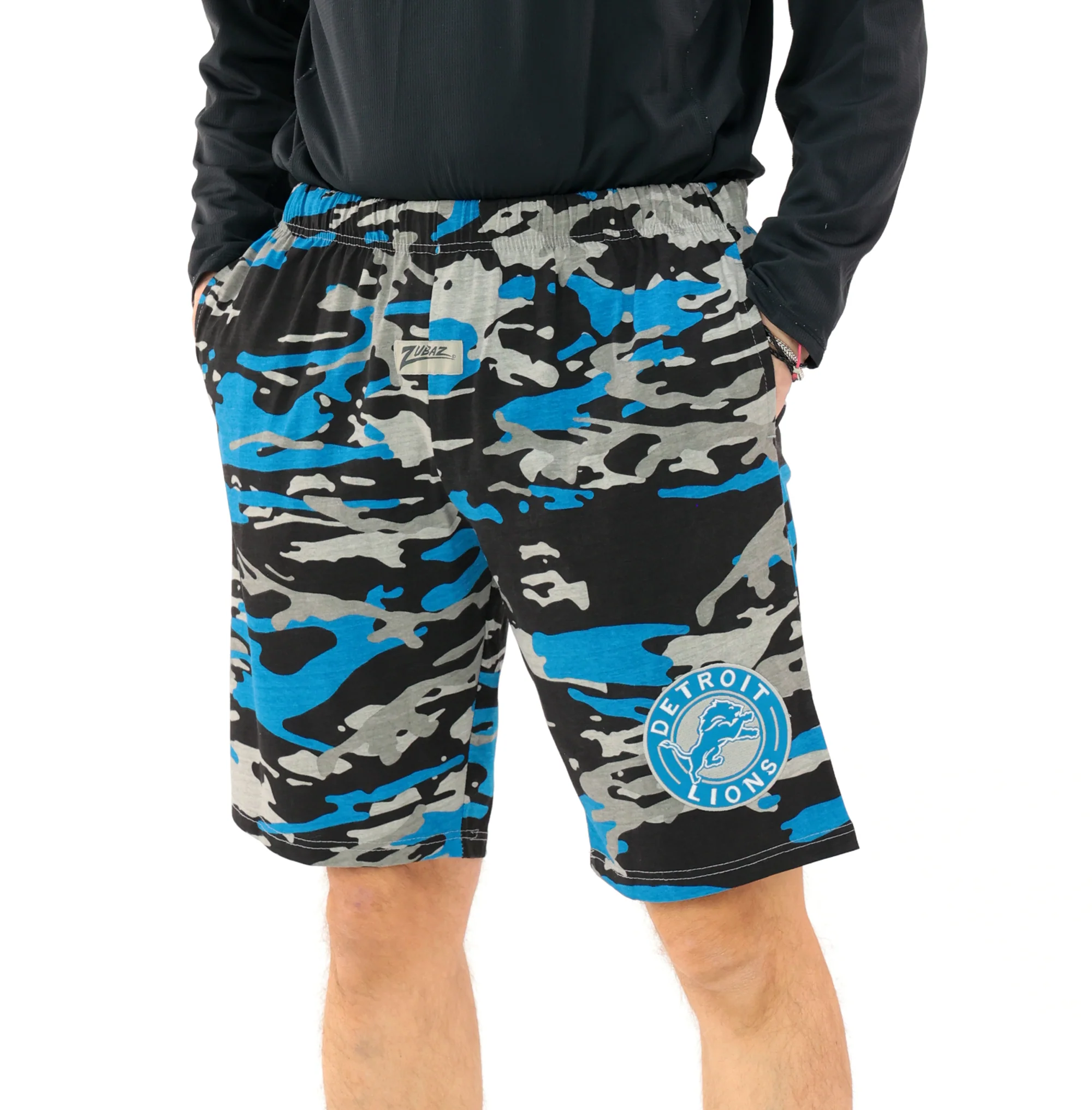 Zubaz NFL Adult Unisex Z88 Embroidered Alt Camo Shorts, Detroit Lions - Image 39