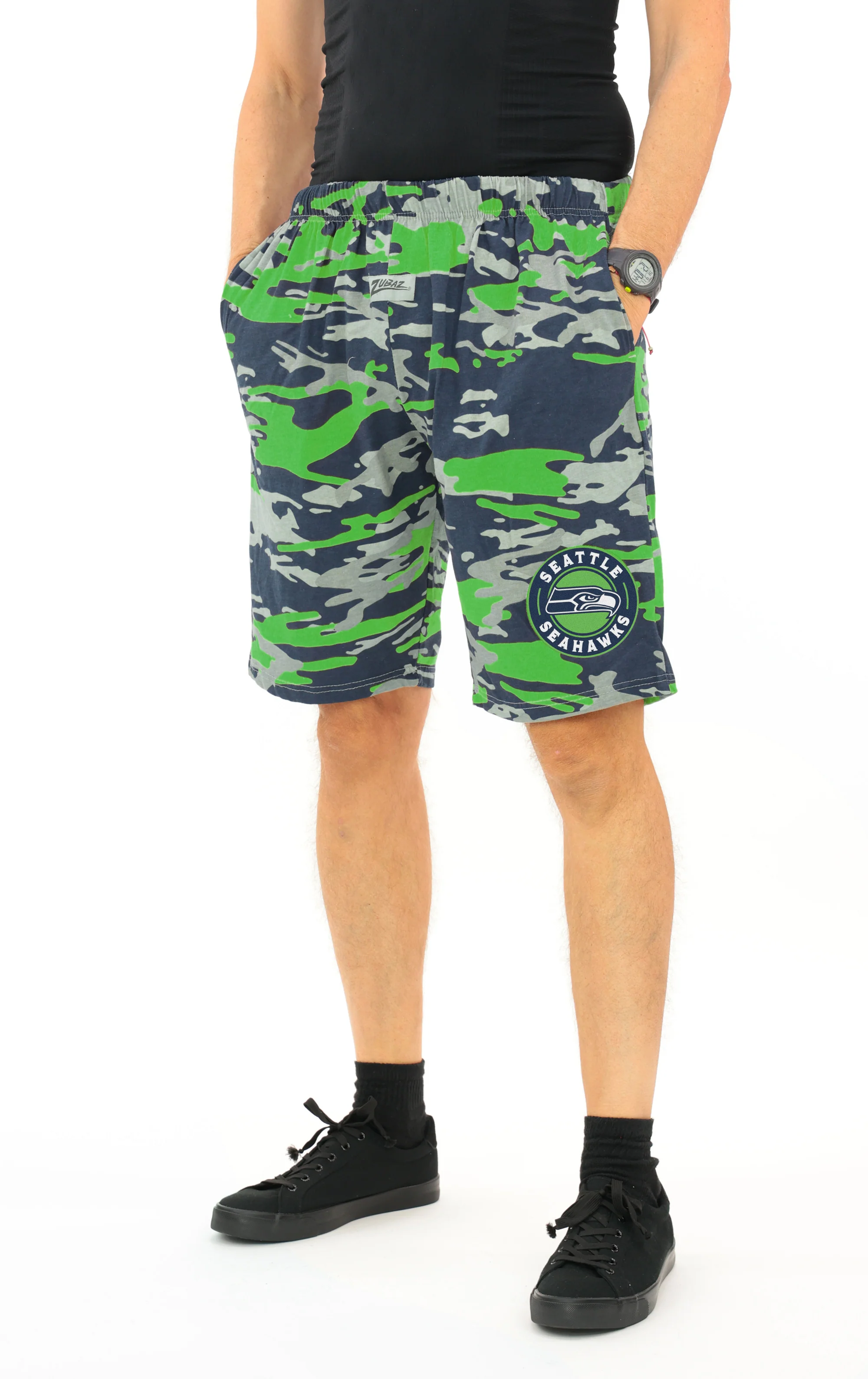 Zubaz NFL Adult Unisex Z88 Embroidered Alt Camo Shorts, Seattle Seahawks - Image 25