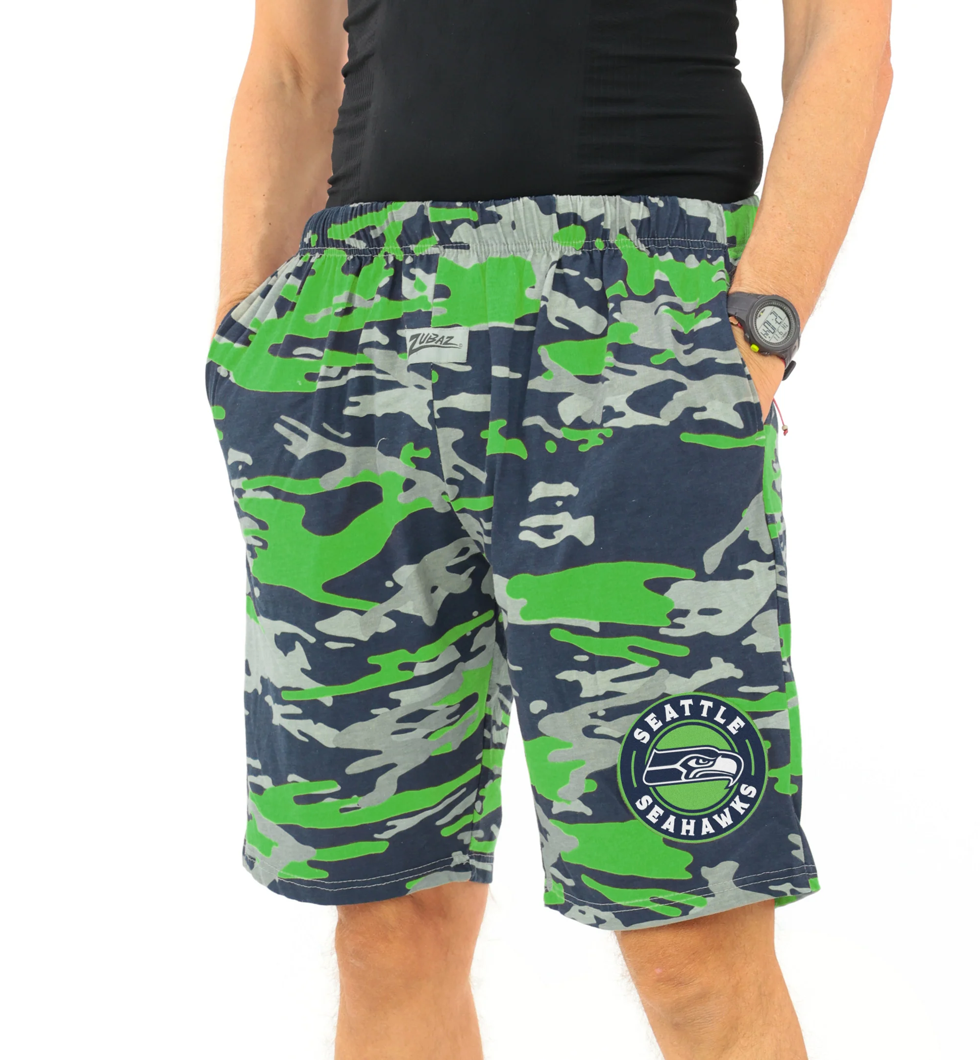 Zubaz NFL Adult Unisex Z88 Embroidered Alt Camo Shorts, Seattle Seahawks - Image 40