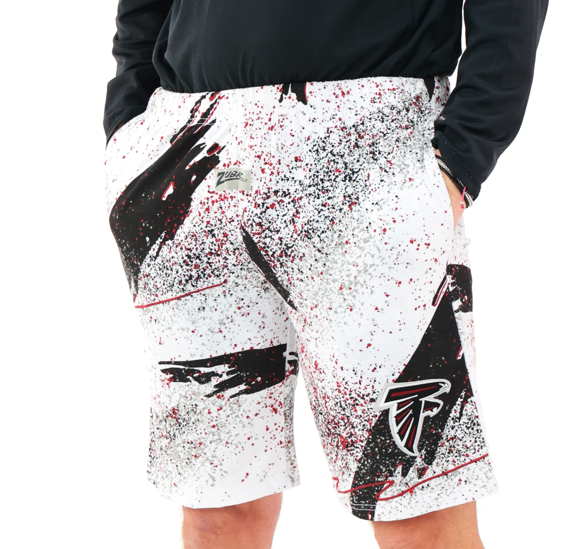 Zubaz NFL Adult Unisex Z88 Embroidered Confetti 3 Team Color Shorts, Atlanta Falcons - Image 8