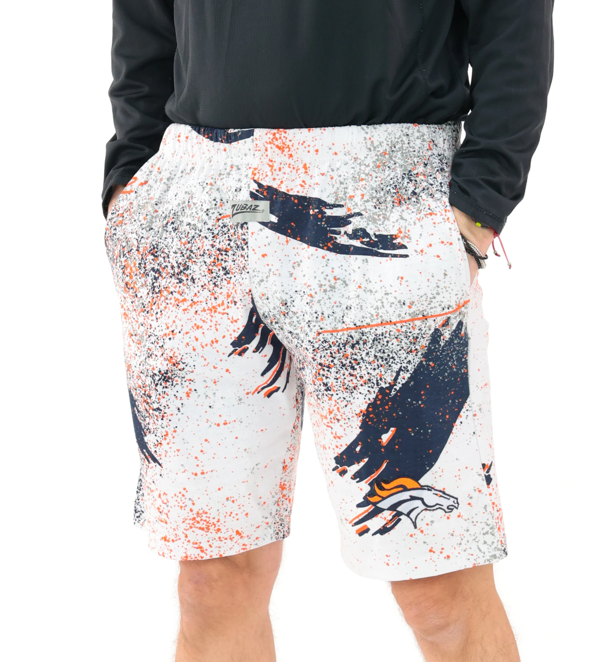 Zubaz NFL Adult Unisex Z88 Embroidered Confetti 3 Team Color Shorts, Denver Broncos - Image 32