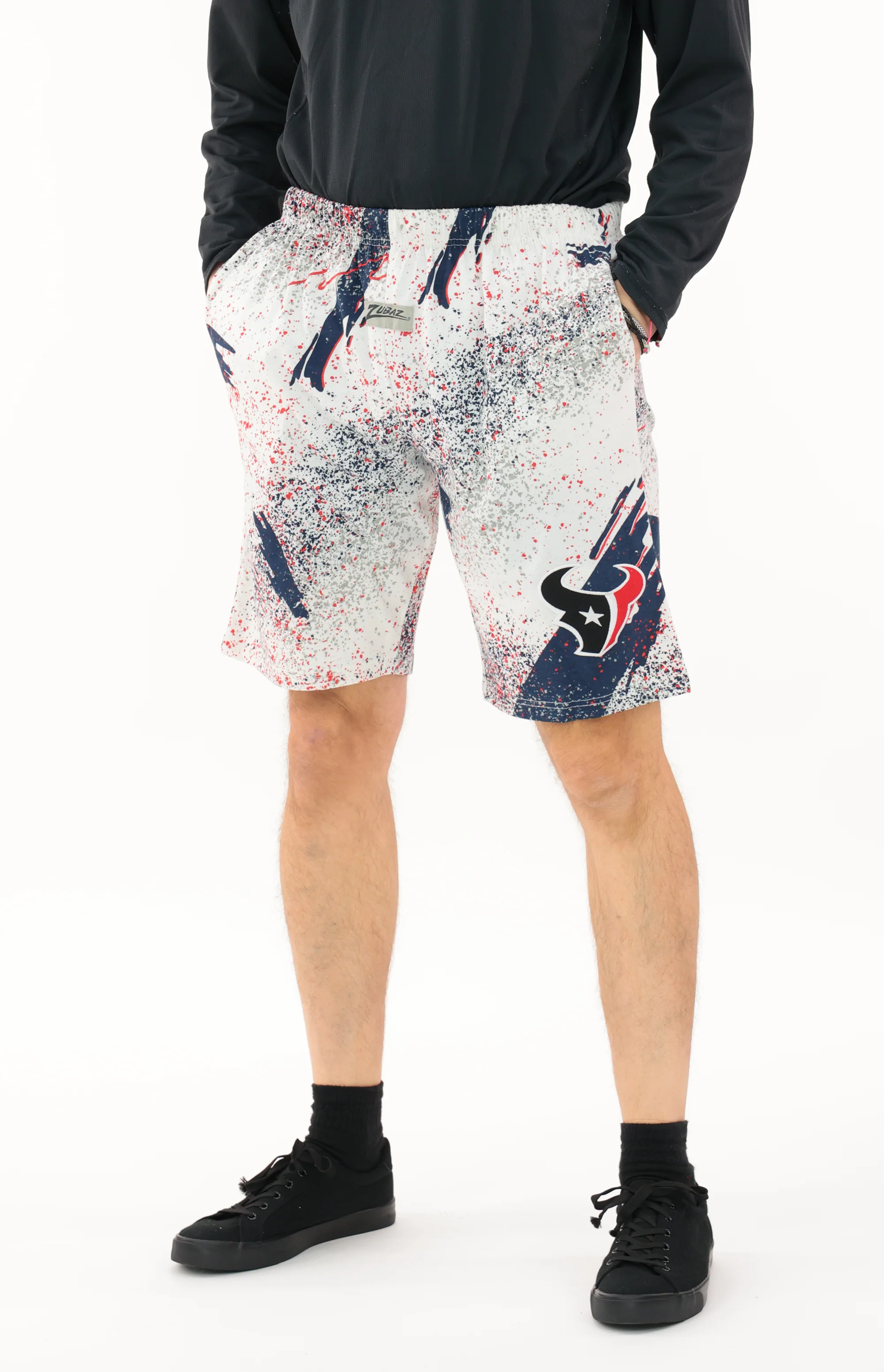 Zubaz NFL Adult Unisex Z88 Embroidered Confetti 3 Team Color Shorts, Houston Texans - Image 40