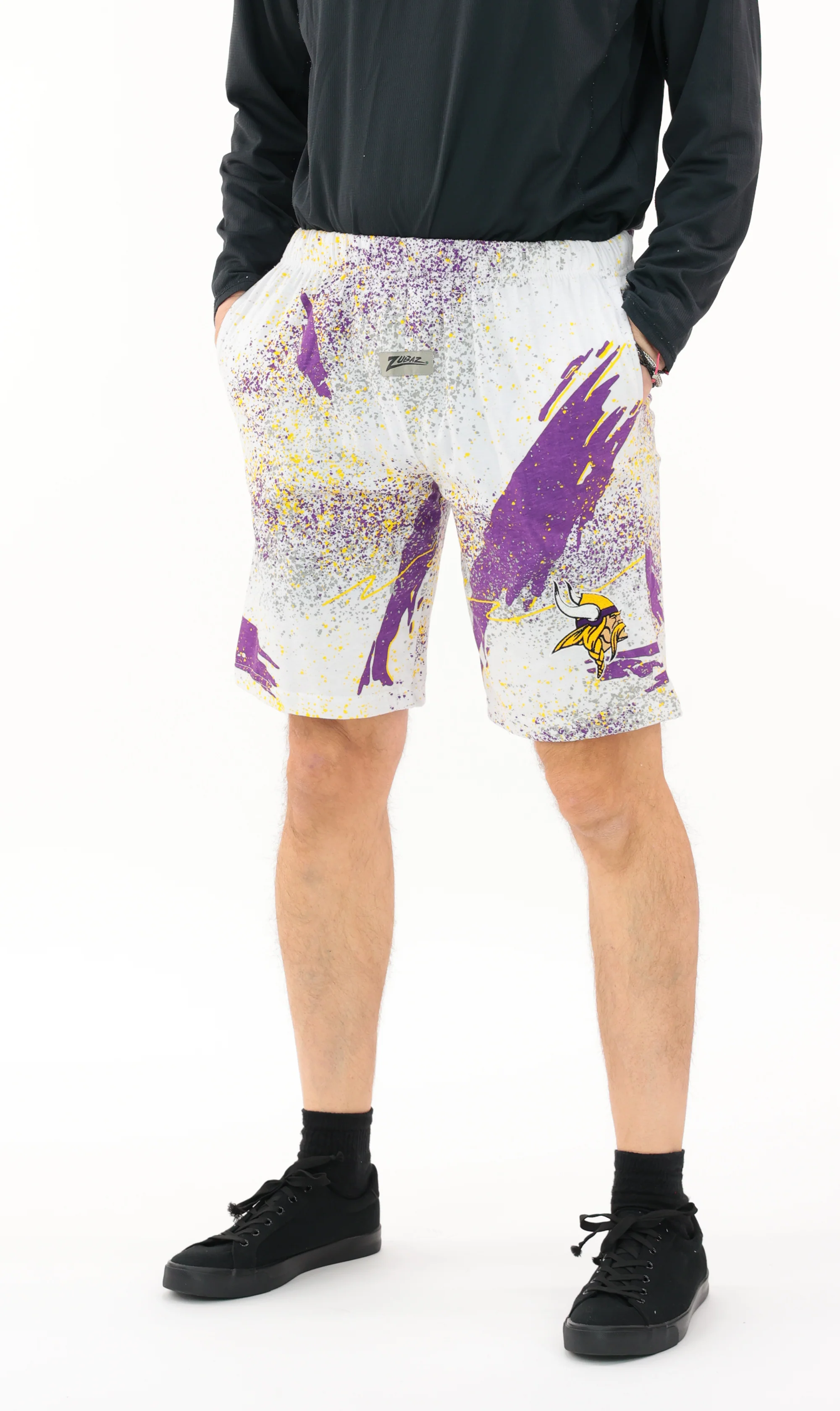 Zubaz NFL Adult Unisex Z88 Embroidered Confetti 3 Team Color Shorts, Minnesota Vikings - Image 26