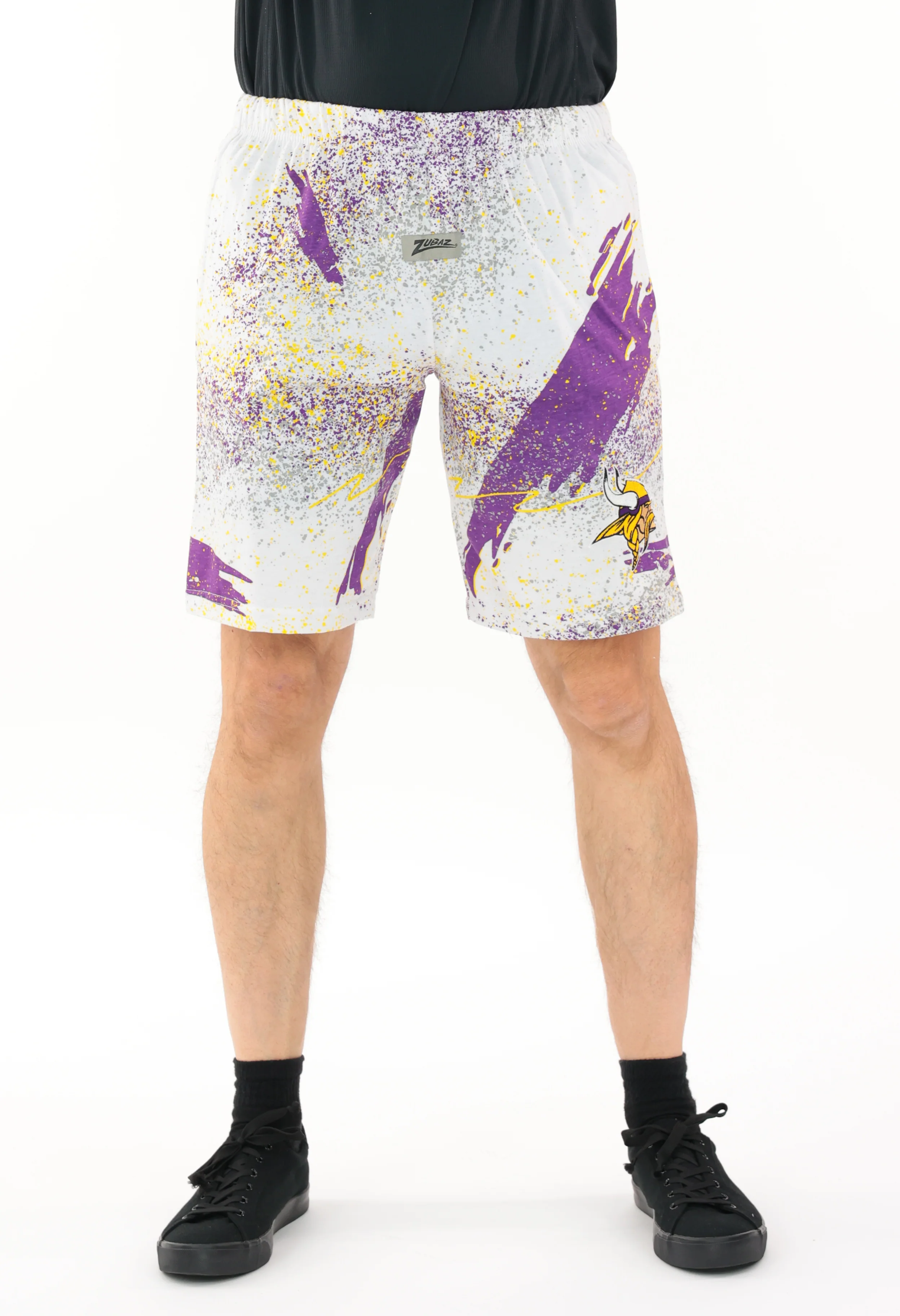 Zubaz NFL Adult Unisex Z88 Embroidered Confetti 3 Team Color Shorts, Minnesota Vikings - Image 3