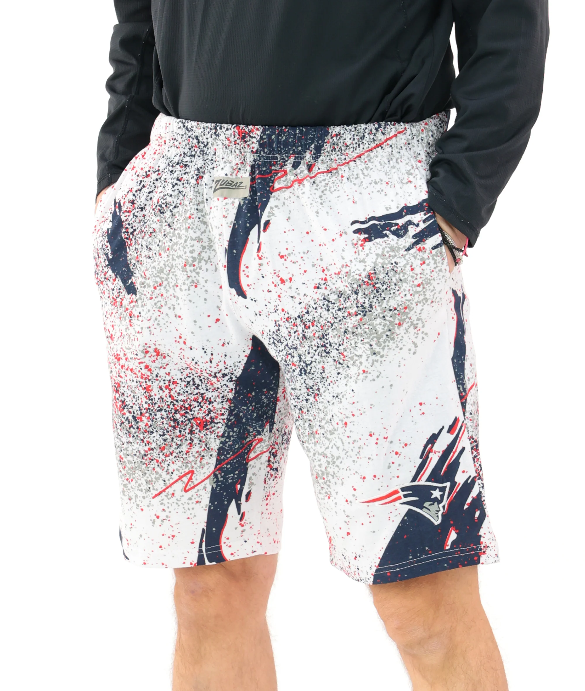 Zubaz NFL Adult Unisex Z88 Embroidered Confetti 3 Team Color Shorts, New England Patriots - Image 18