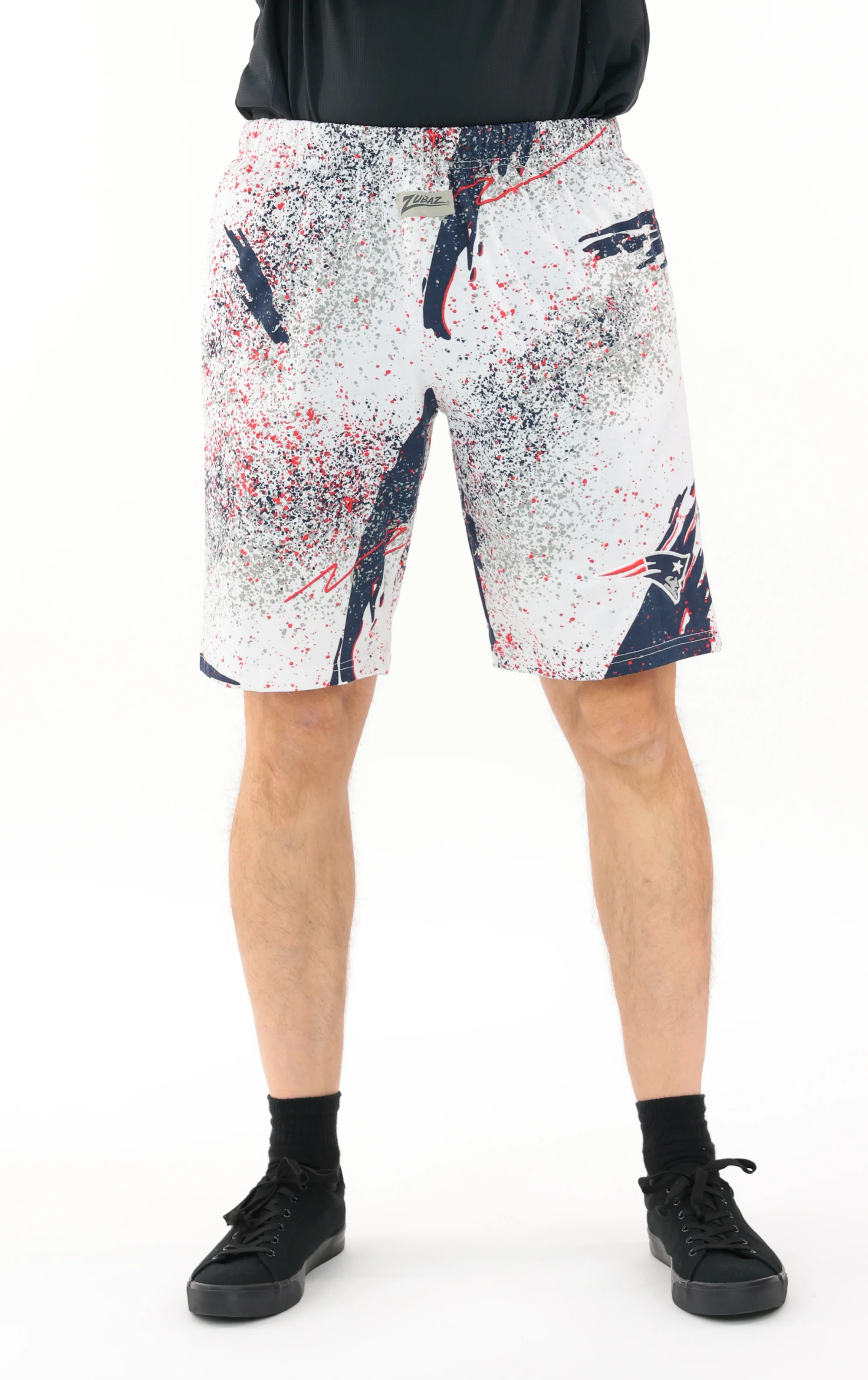 Zubaz NFL Adult Unisex Z88 Embroidered Confetti 3 Team Color Shorts, New England Patriots - Image 48