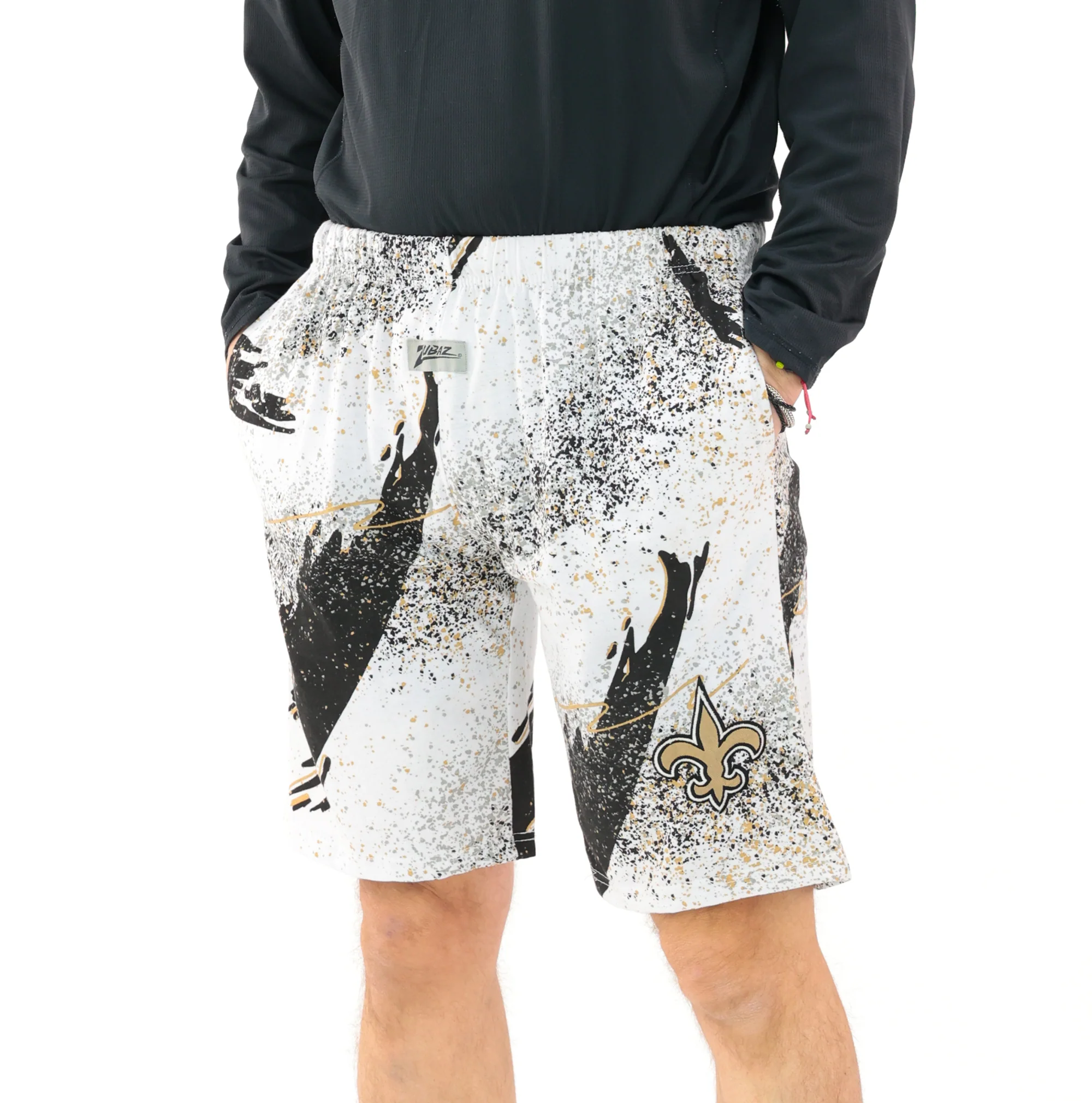 Zubaz NFL Adult Unisex Z88 Embroidered Confetti 3 Team Color Shorts, New Orleans Saints - Image 8