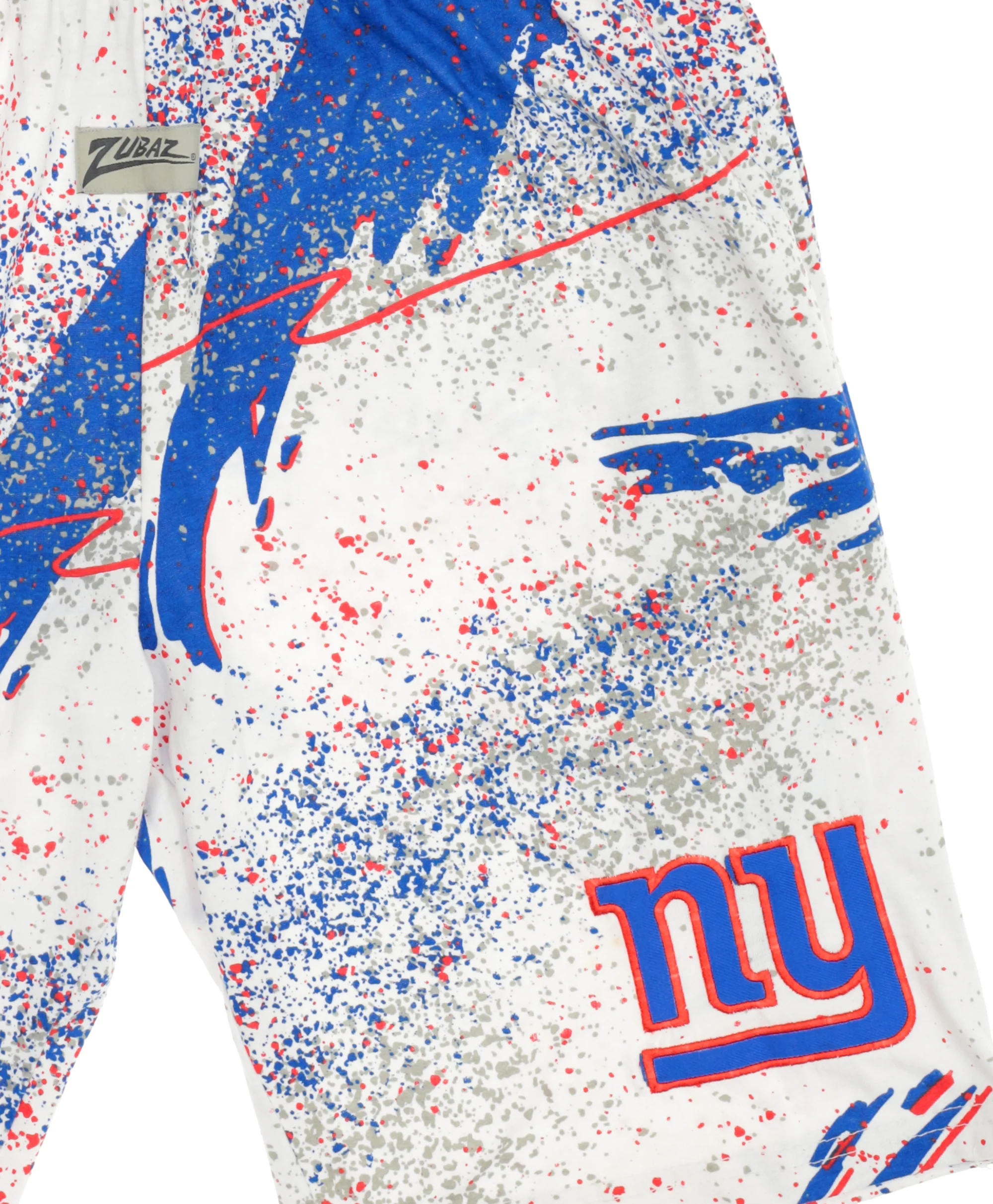 Zubaz NFL Adult Unisex Z88 Embroidered Confetti 3 Team Color Shorts, New York Giants - Image 37