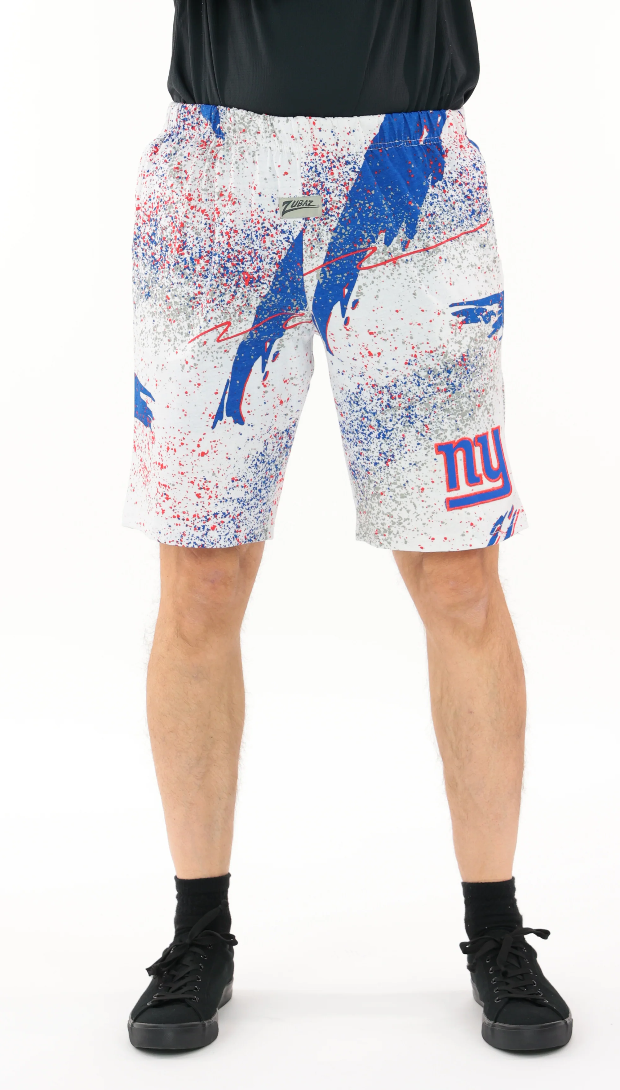 Zubaz NFL Adult Unisex Z88 Embroidered Confetti 3 Team Color Shorts, New York Giants - Image 41
