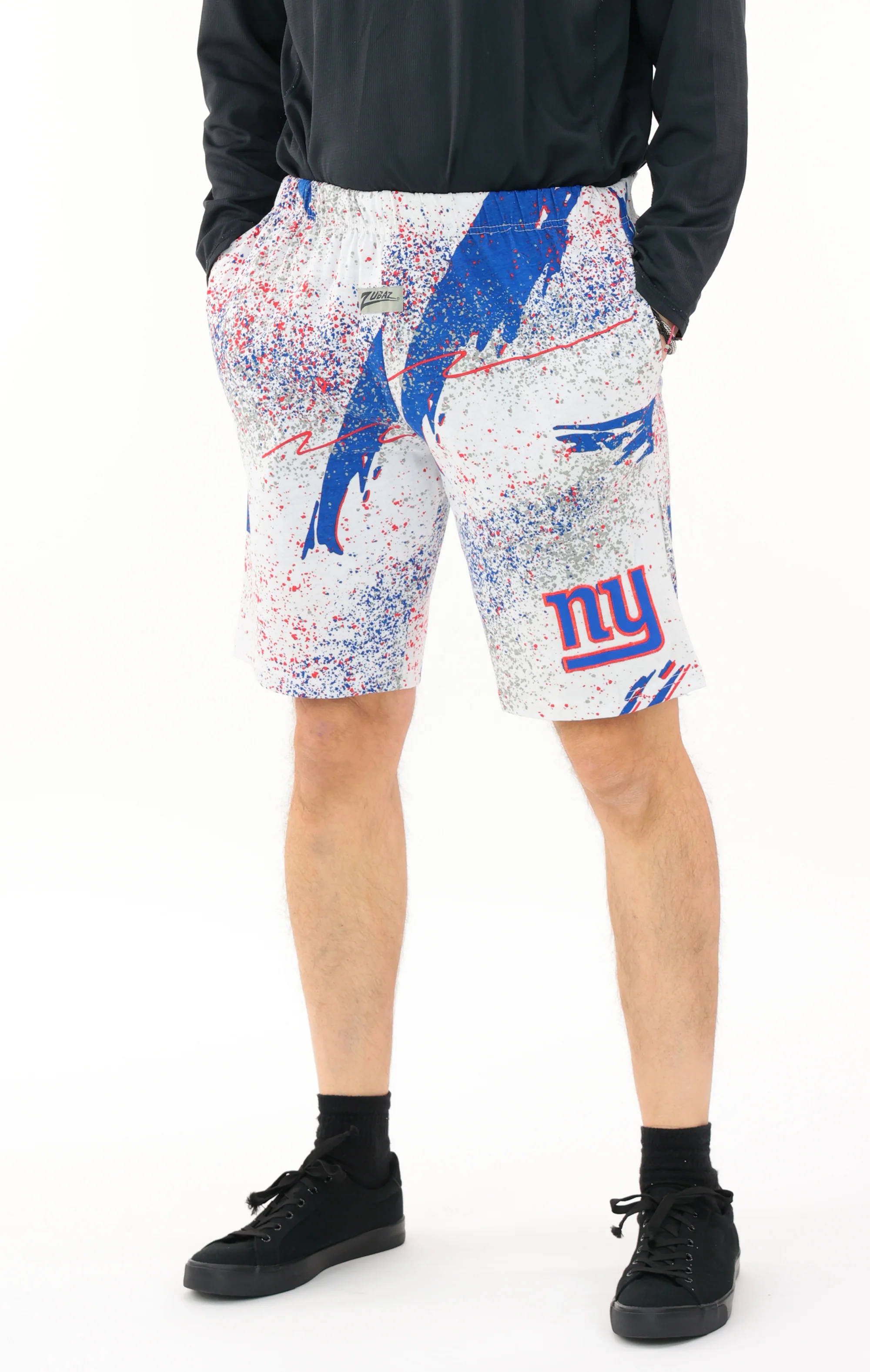 Zubaz NFL Adult Unisex Z88 Embroidered Confetti 3 Team Color Shorts, New York Giants - Image 54