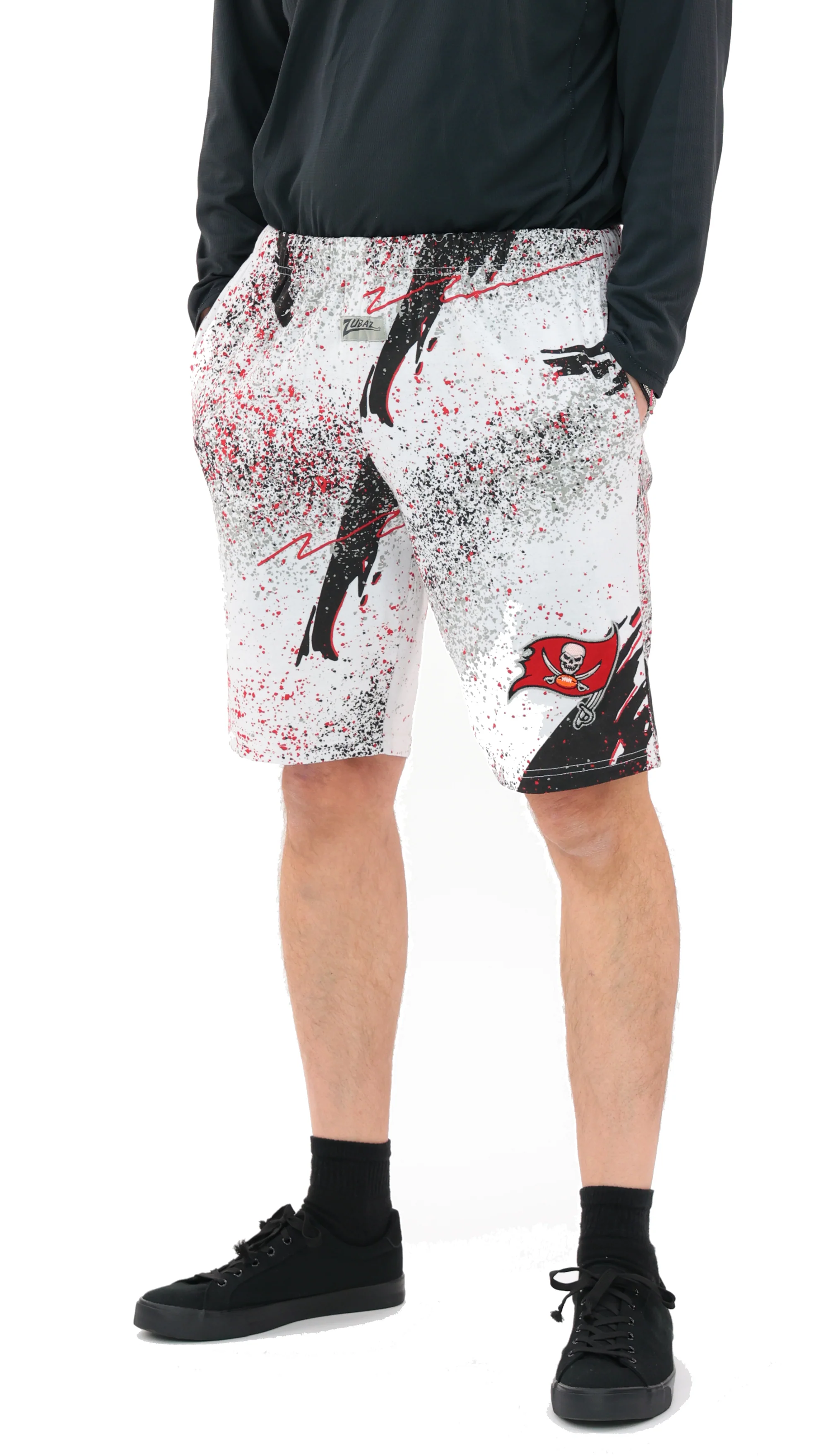 Zubaz NFL Adult Unisex Z88 Embroidered Confetti 3 Team Color Shorts, Tampa Bay Buccaneers - Image 40