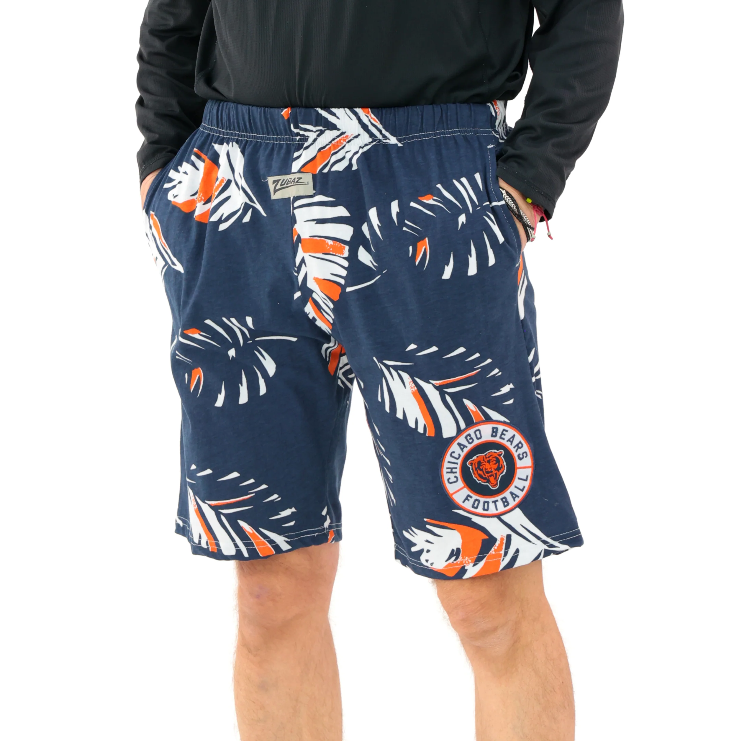 Zubaz NFL Adult Unisex Z88 Embroidered Leaf 3 Team Color Shorts, Chicago Bears - Image 25