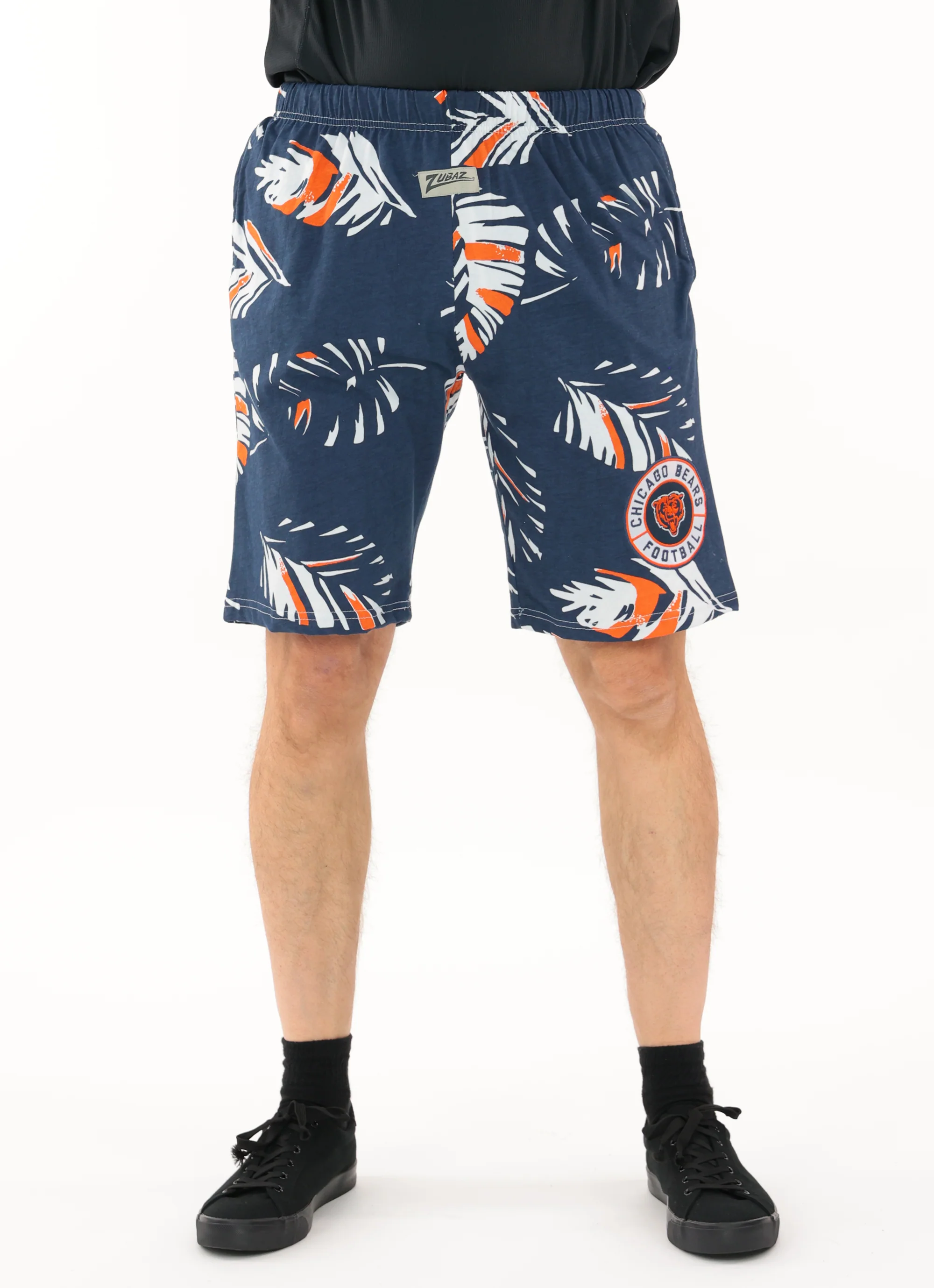 Zubaz NFL Adult Unisex Z88 Embroidered Leaf 3 Team Color Shorts, Chicago Bears - Image 3