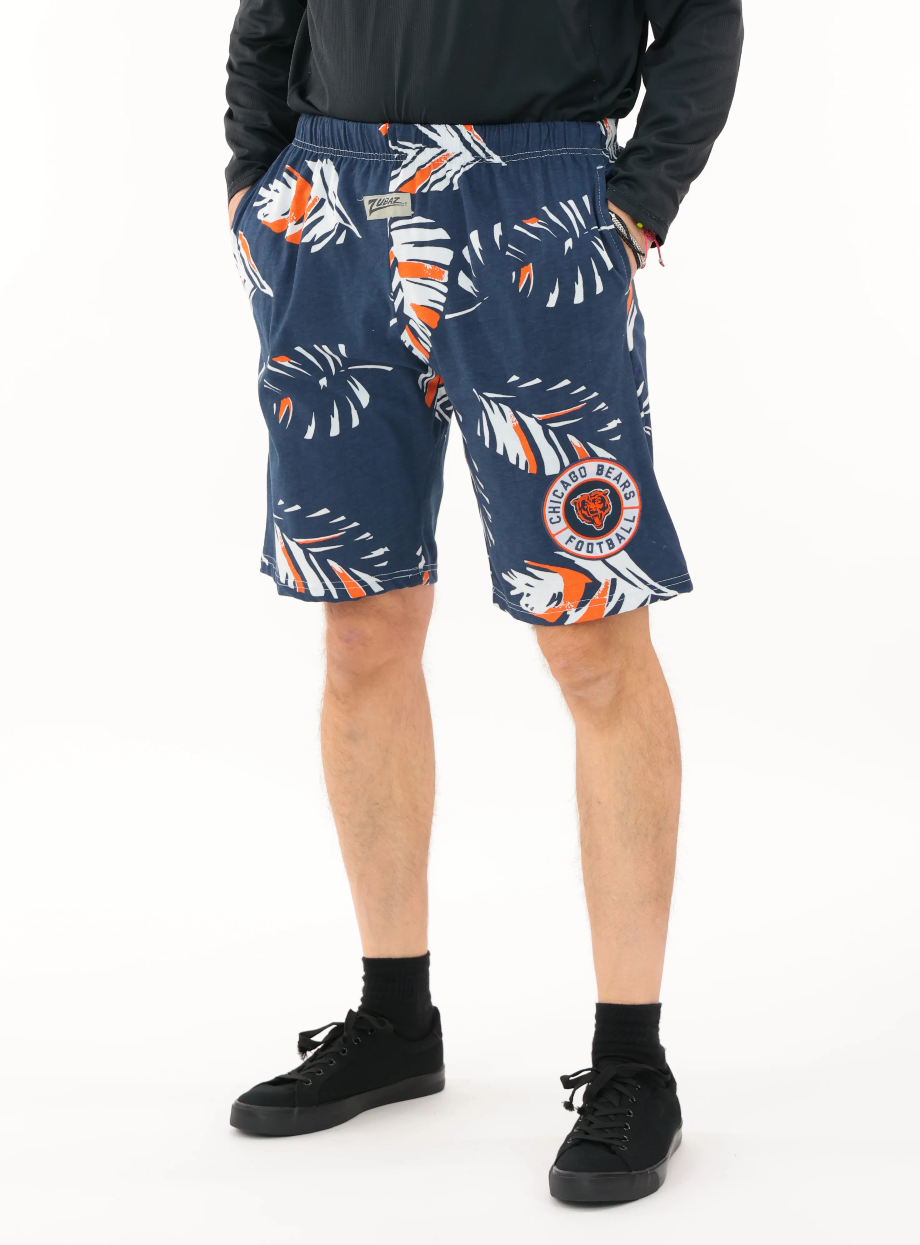 Zubaz NFL Adult Unisex Z88 Embroidered Leaf 3 Team Color Shorts, Chicago Bears - Image 47