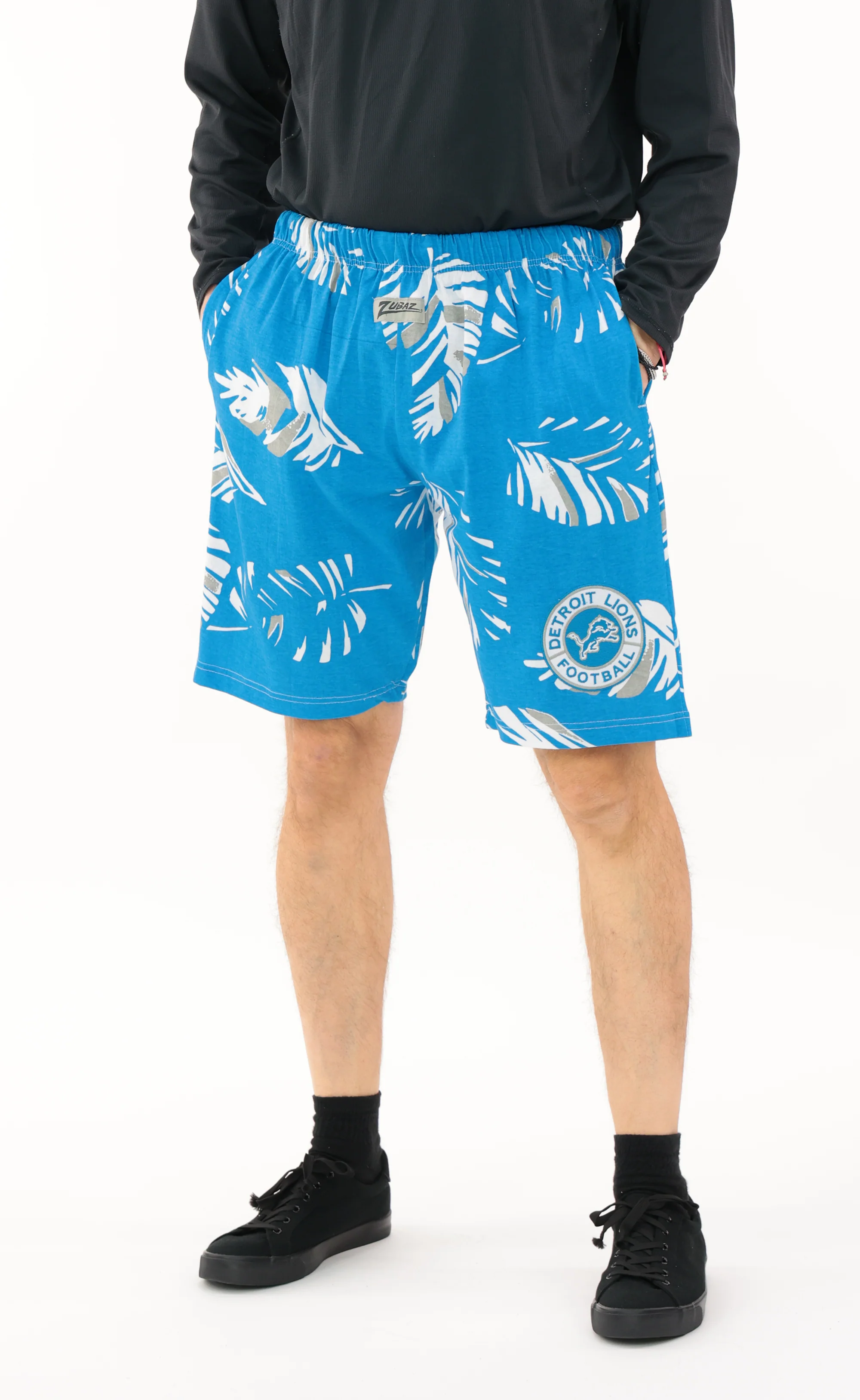 Zubaz NFL Adult Unisex Z88 Embroidered Leaf 3 Team Color Shorts, Detroit Lions - Image 26