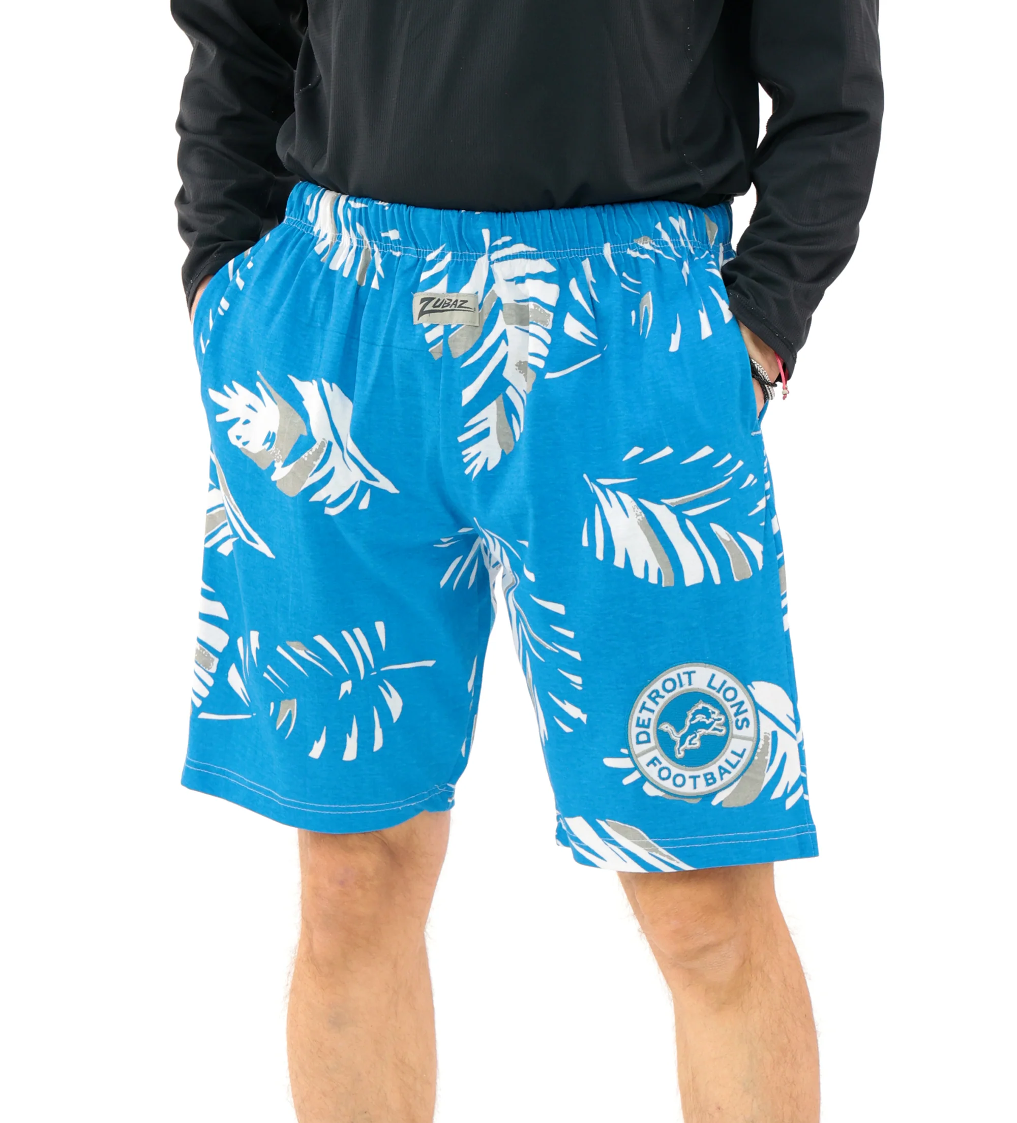 Zubaz NFL Adult Unisex Z88 Embroidered Leaf 3 Team Color Shorts, Detroit Lions - Image 60