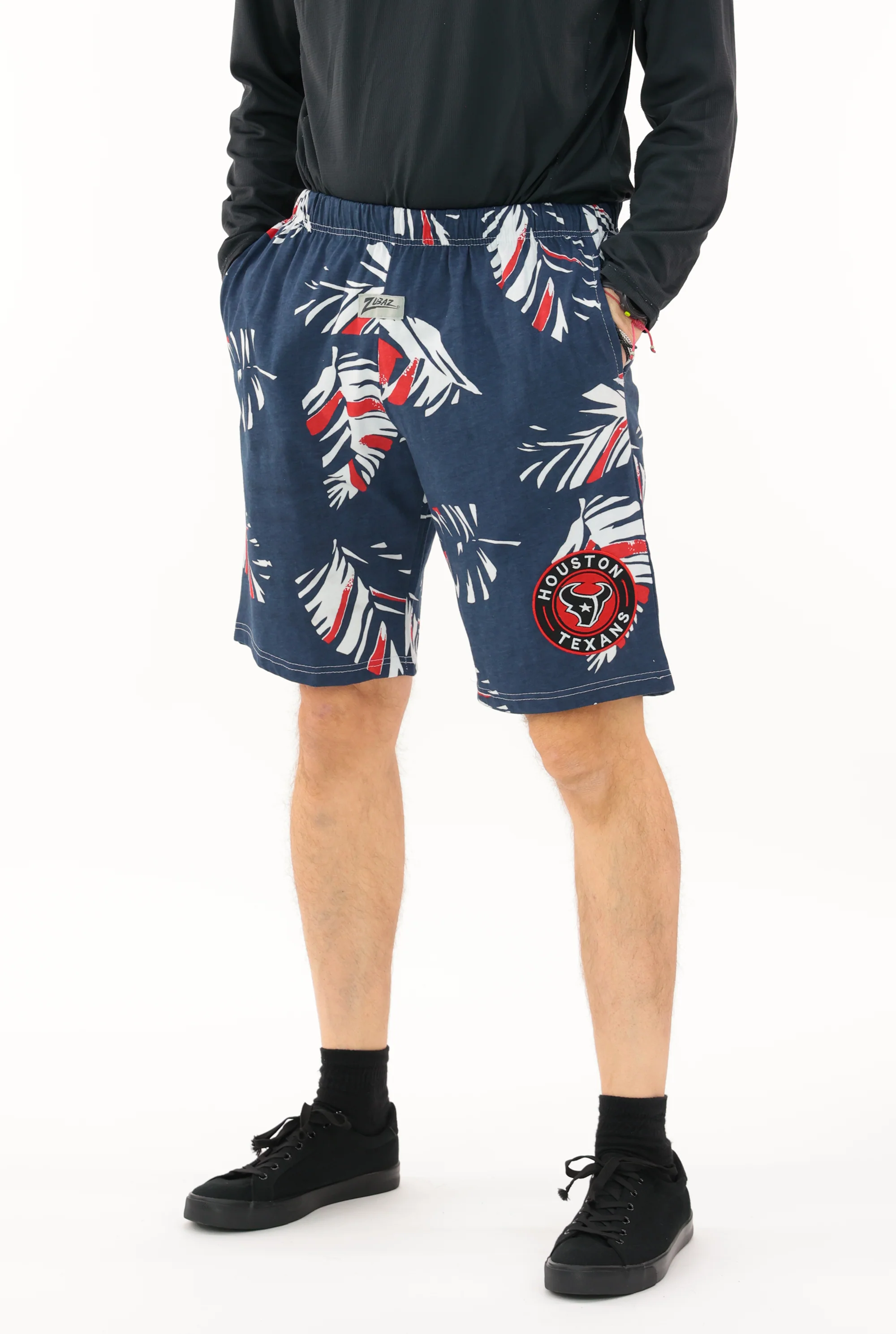 Zubaz NFL Adult Unisex Z88 Embroidered Leaf 3 Team Color Shorts, Houston Texans - Image 54