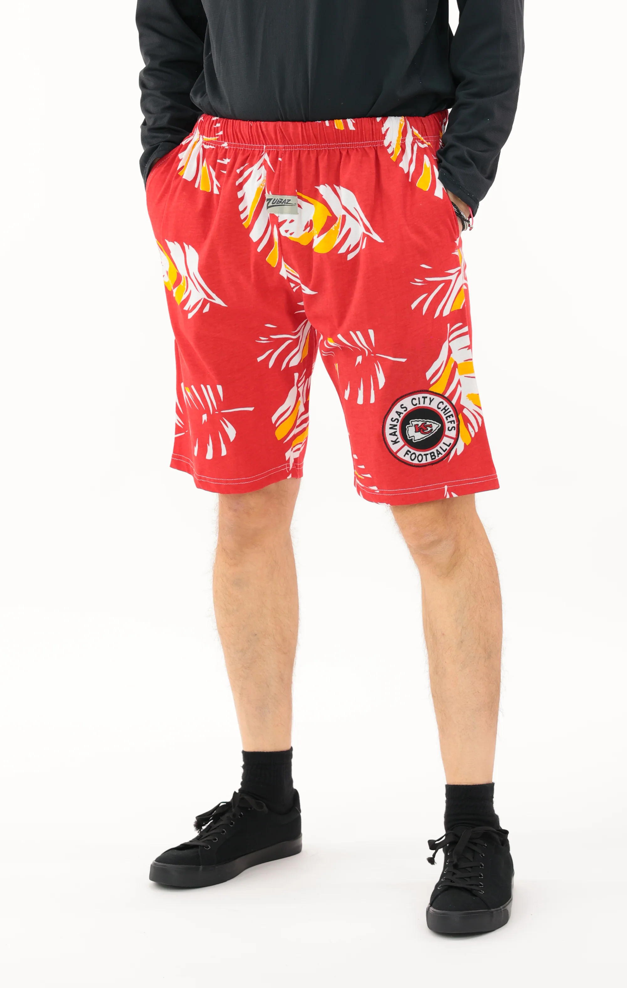 Zubaz NFL Adult Unisex Z88 Embroidered Leaf 3 Team Color Shorts, Kansas City Chiefs - Image 40