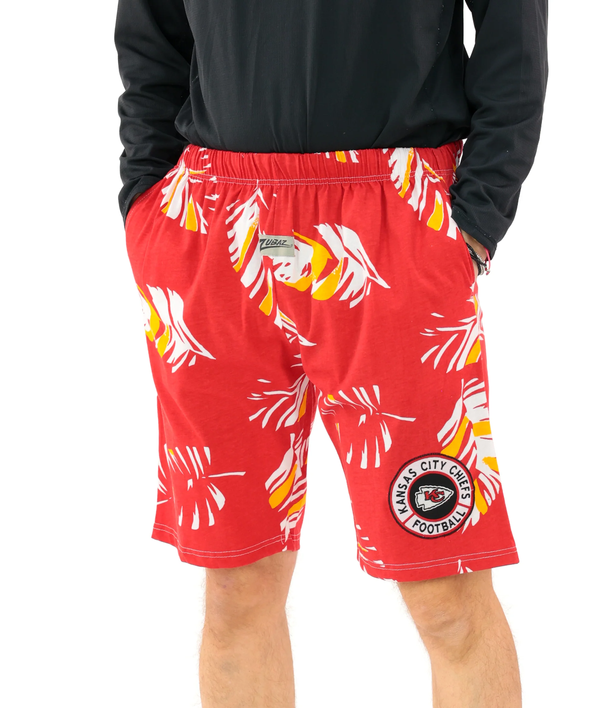 Zubaz NFL Adult Unisex Z88 Embroidered Leaf 3 Team Color Shorts, Kansas City Chiefs - Image 46