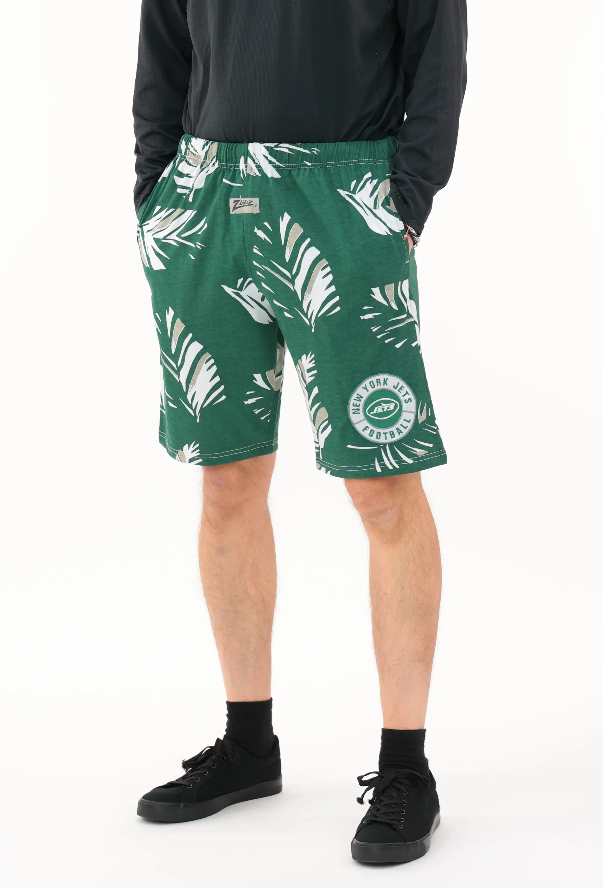 Zubaz NFL Adult Unisex Z88 Embroidered Leaf 3 Team Color Shorts, New York Jets - Image 2