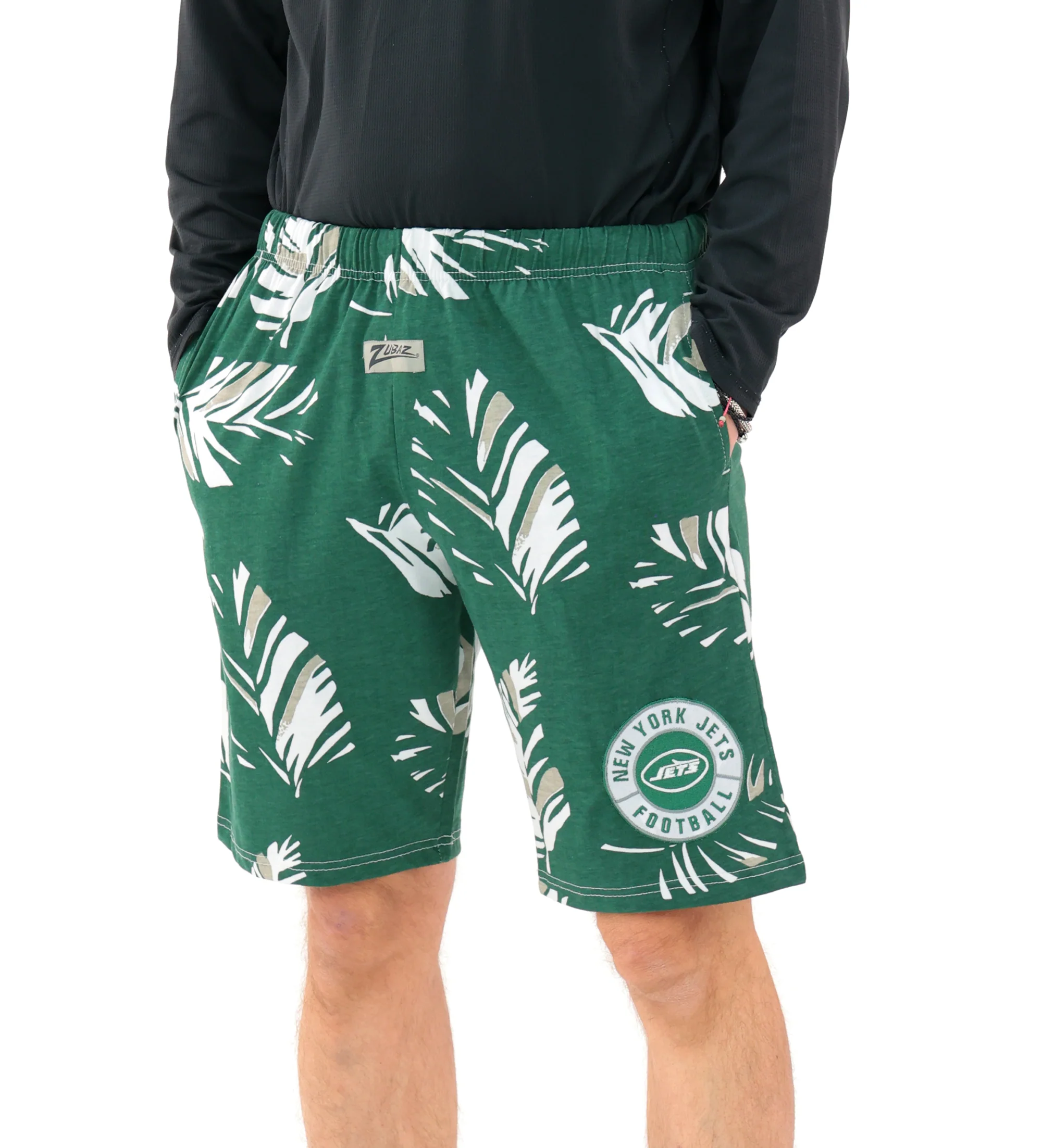 Zubaz NFL Adult Unisex Z88 Embroidered Leaf 3 Team Color Shorts, New York Jets - Image 60