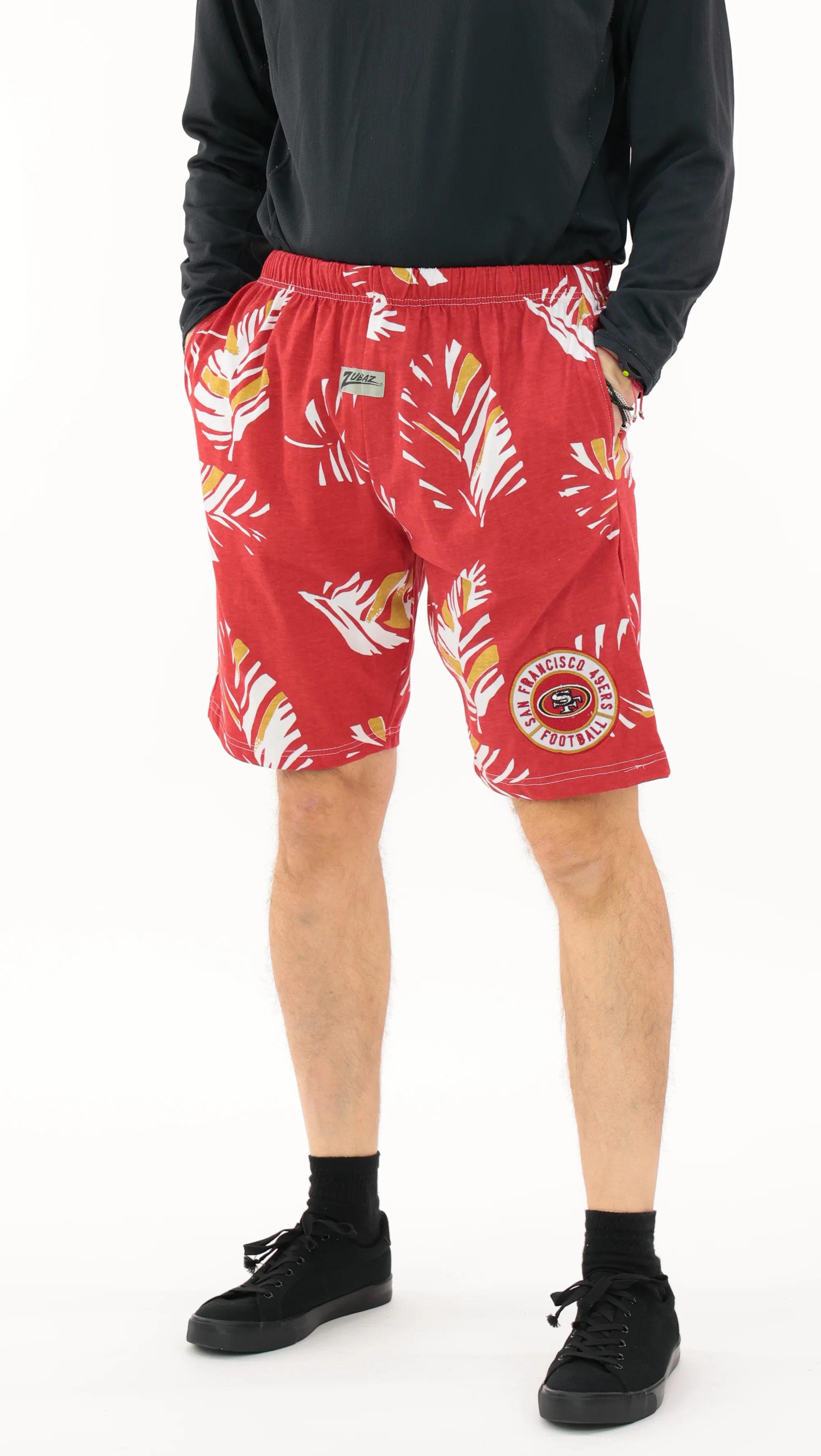 Zubaz NFL Adult Unisex Z88 Embroidered Leaf 3 Team Color Shorts, San Francisco 49ers - Image 54