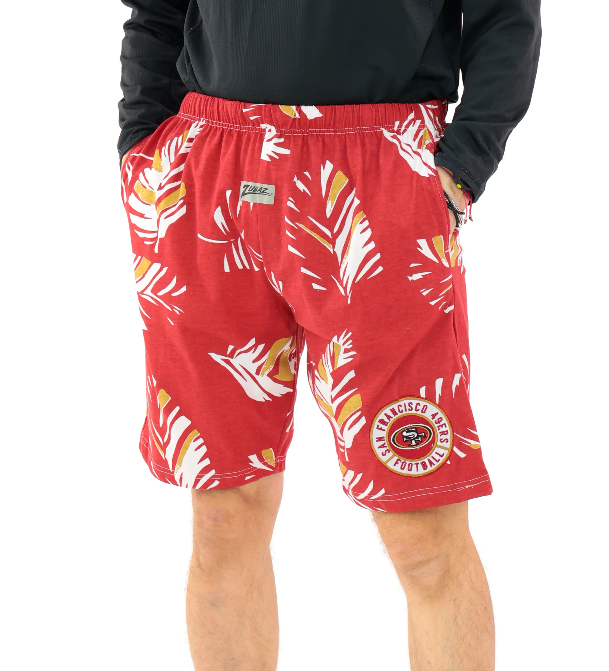Zubaz NFL Adult Unisex Z88 Embroidered Leaf 3 Team Color Shorts, San Francisco 49ers - Image 60