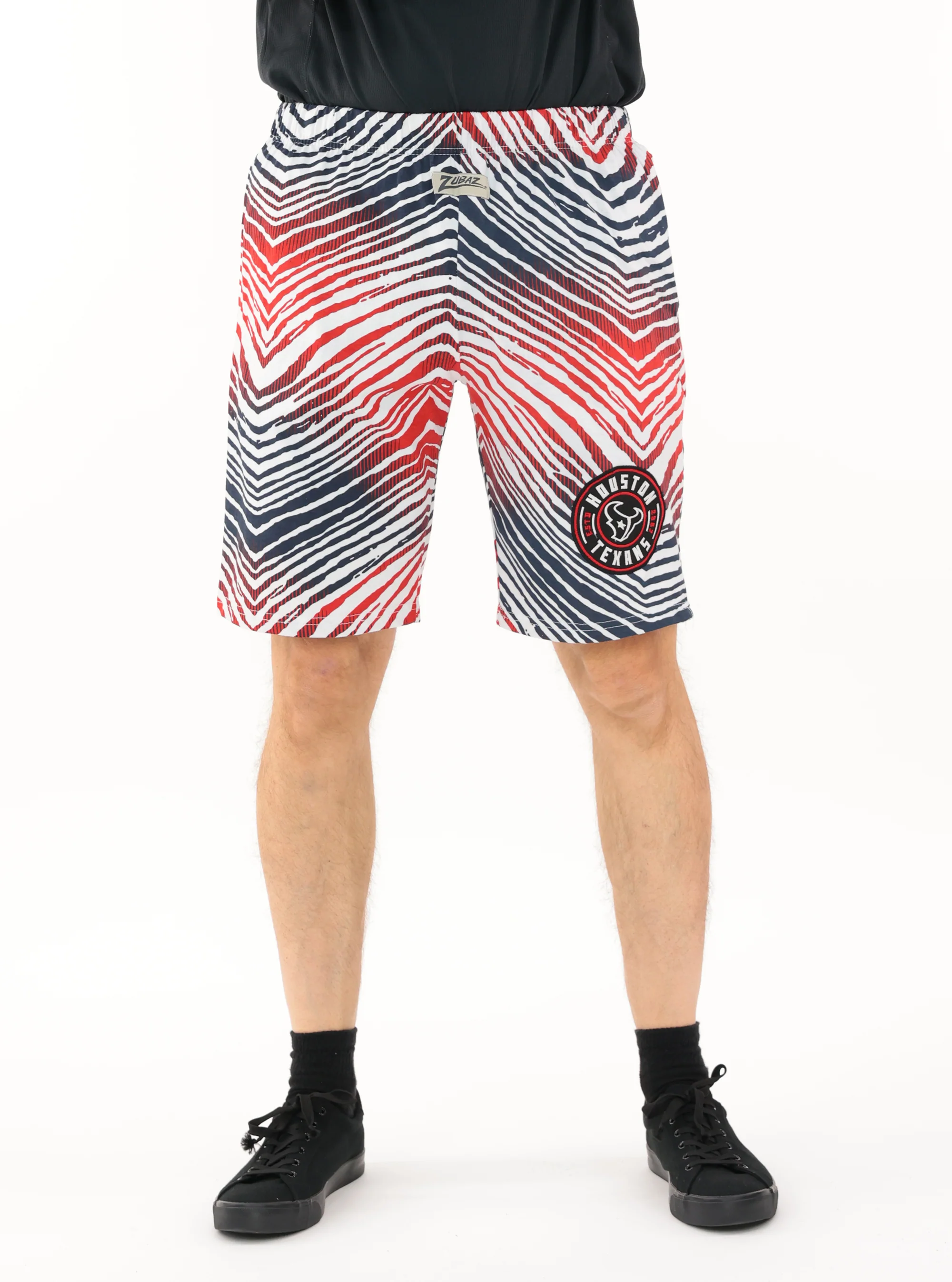 Zubaz NFL Adult Unisex Z88 Embroidered Zebra Ombre TMC Shorts, Houston Texans - Image 3