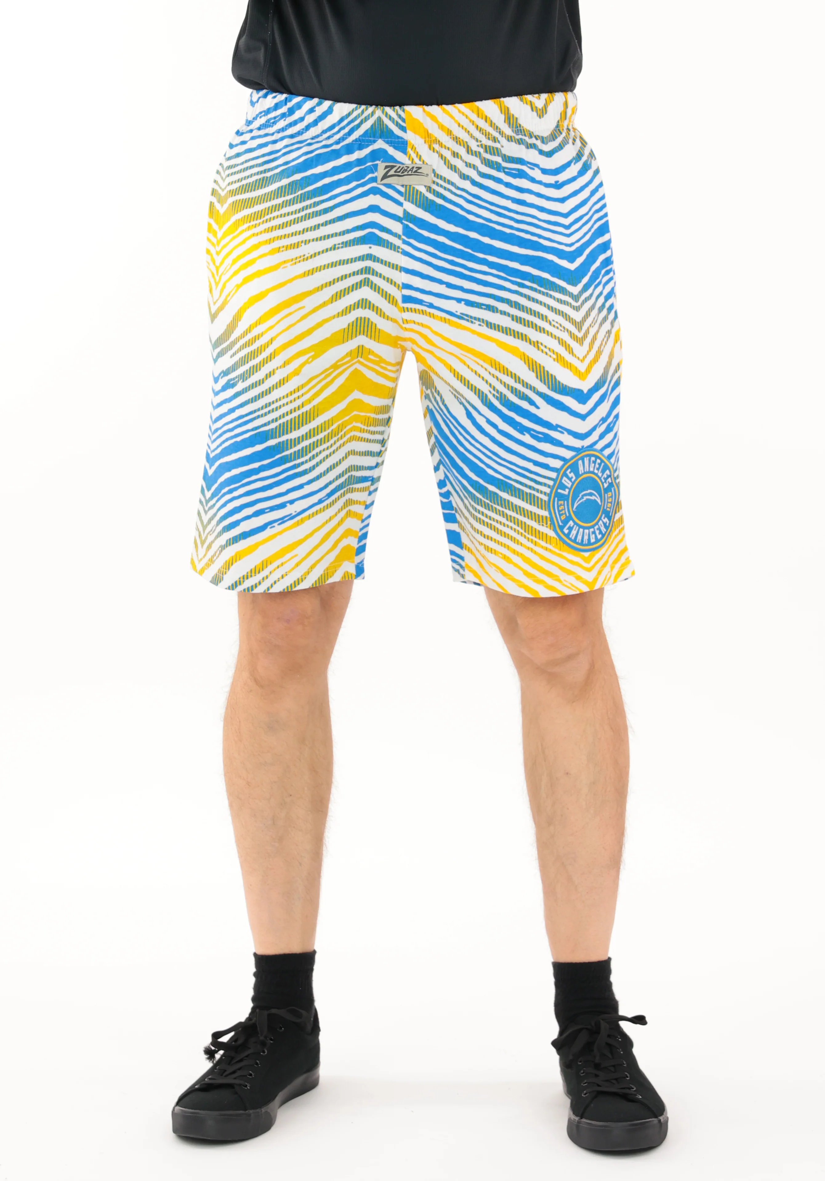 Zubaz NFL Adult Unisex Z88 Embroidered Zebra Ombre TMC Shorts, Los Angeles Chargers - Image 3