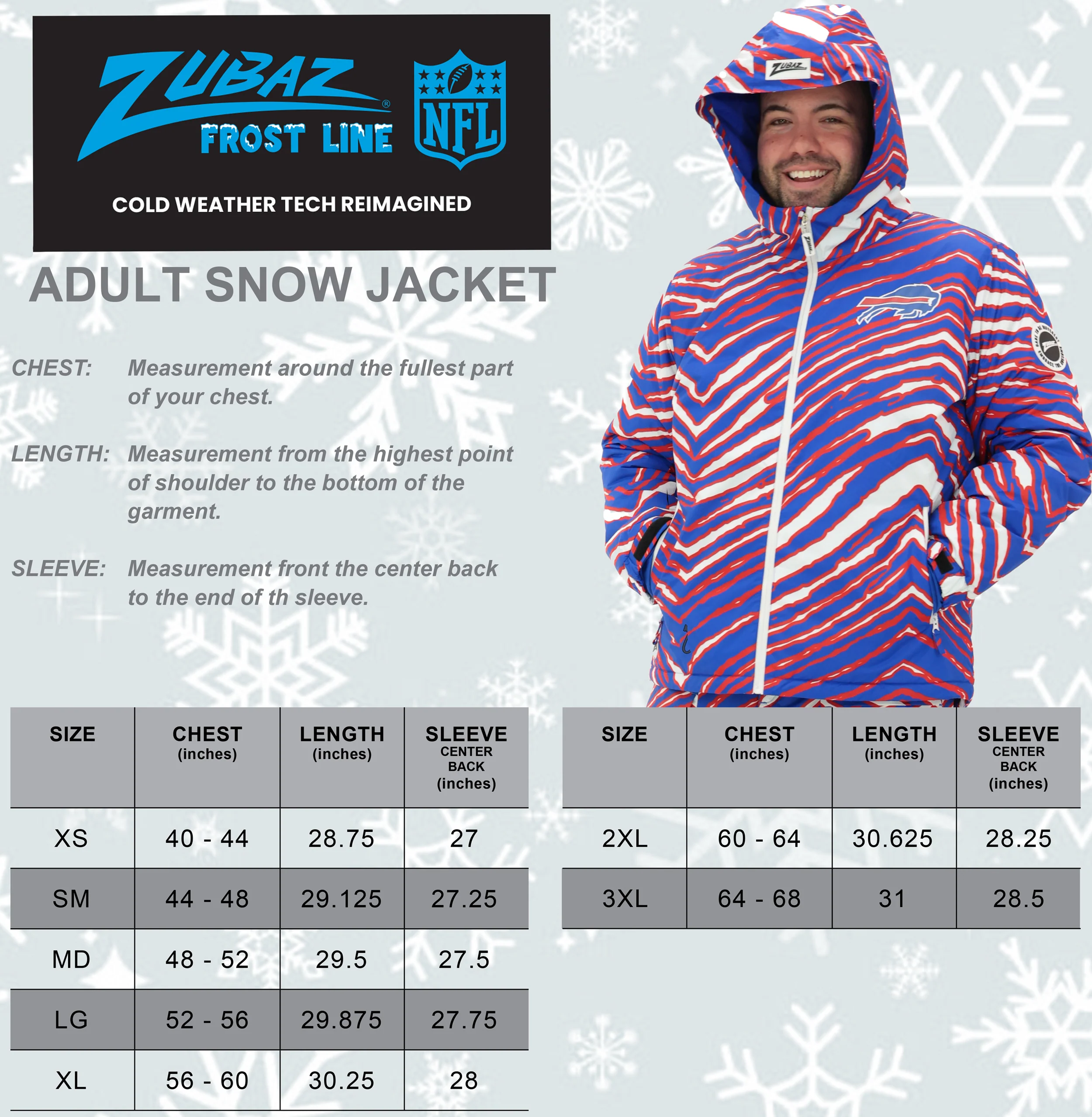 Zubaz NFL Adult Unisex Zebra Team Color Bleacher Blazer Snow Jacket, Buffalo Bills - Image 6