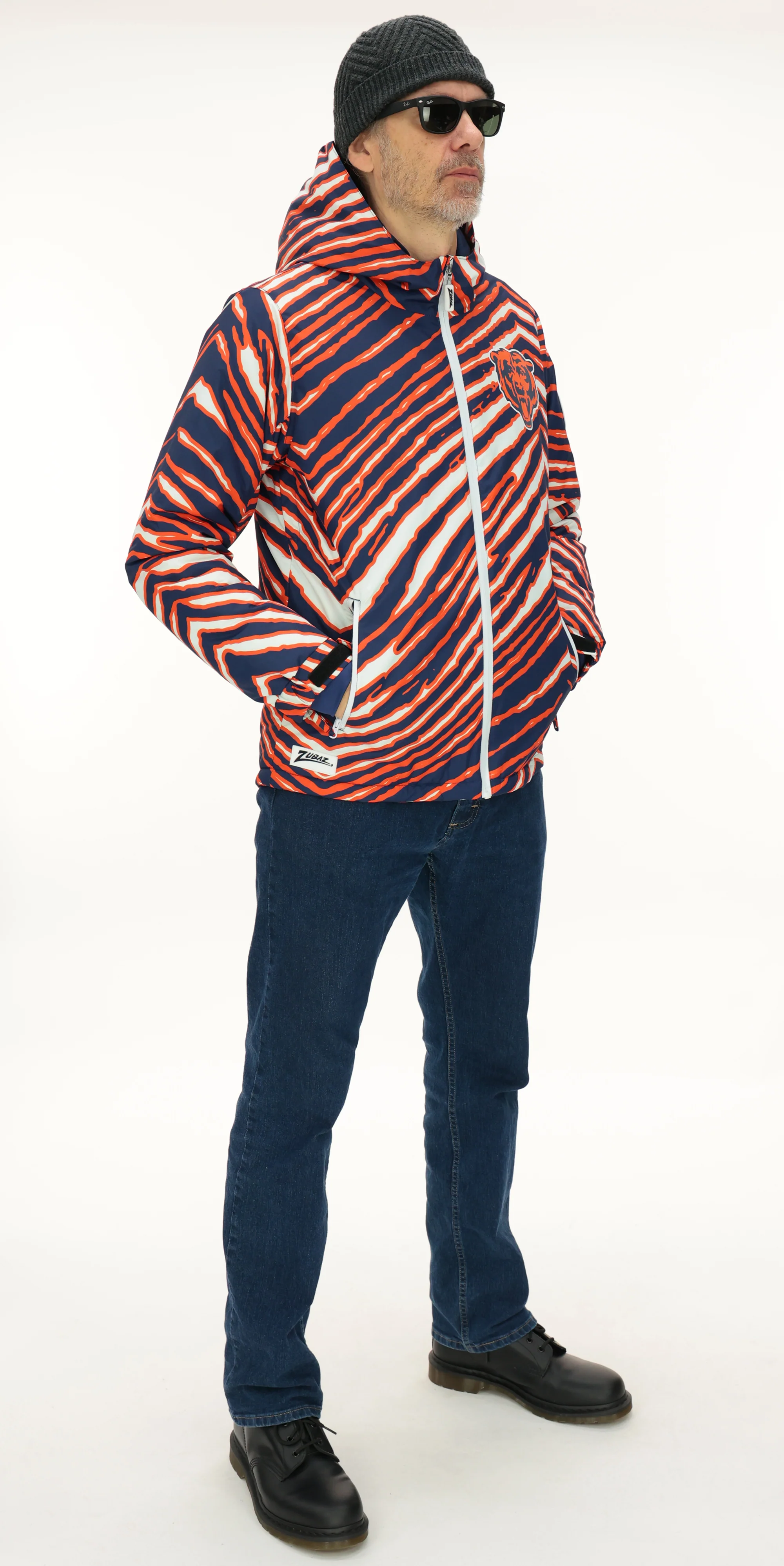 Zubaz NFL Adult Unisex Zebra Team Color Bleacher Blazer Snow Jacket, Chicago Bears - Image 2