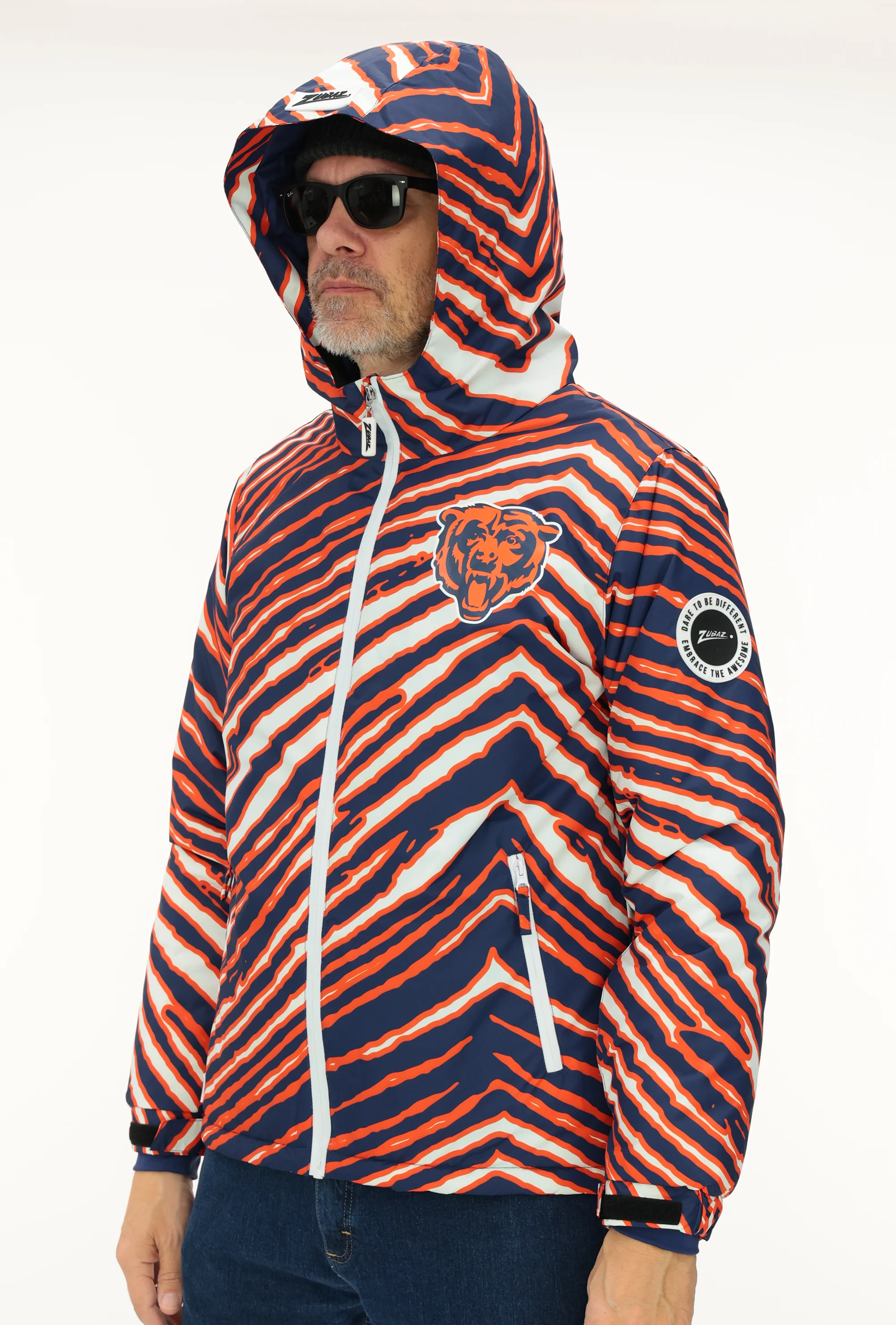 Zubaz NFL Adult Unisex Zebra Team Color Bleacher Blazer Snow Jacket, Chicago Bears - Image 3