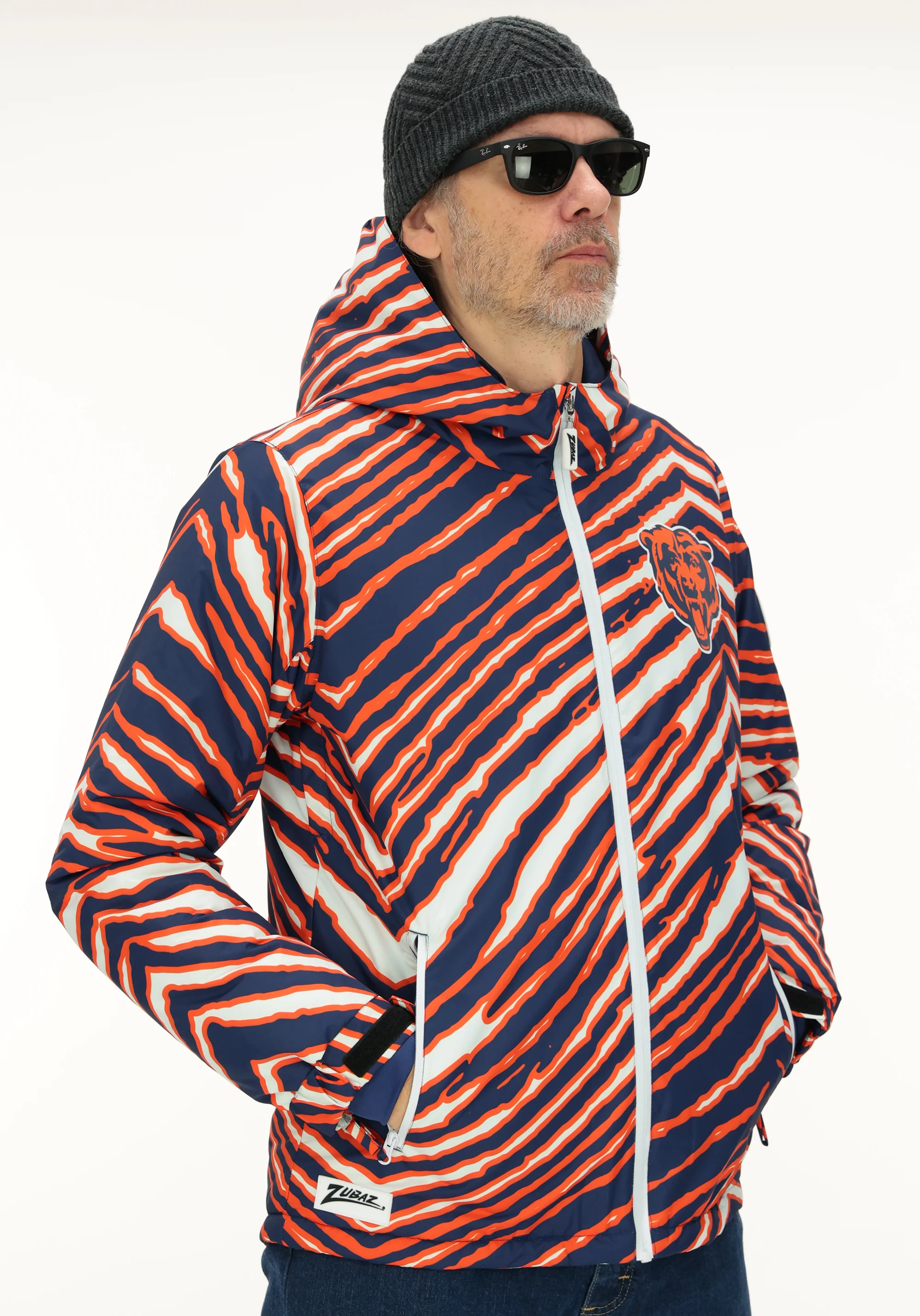 Zubaz NFL Adult Unisex Zebra Team Color Bleacher Blazer Snow Jacket, Chicago Bears - Image 4