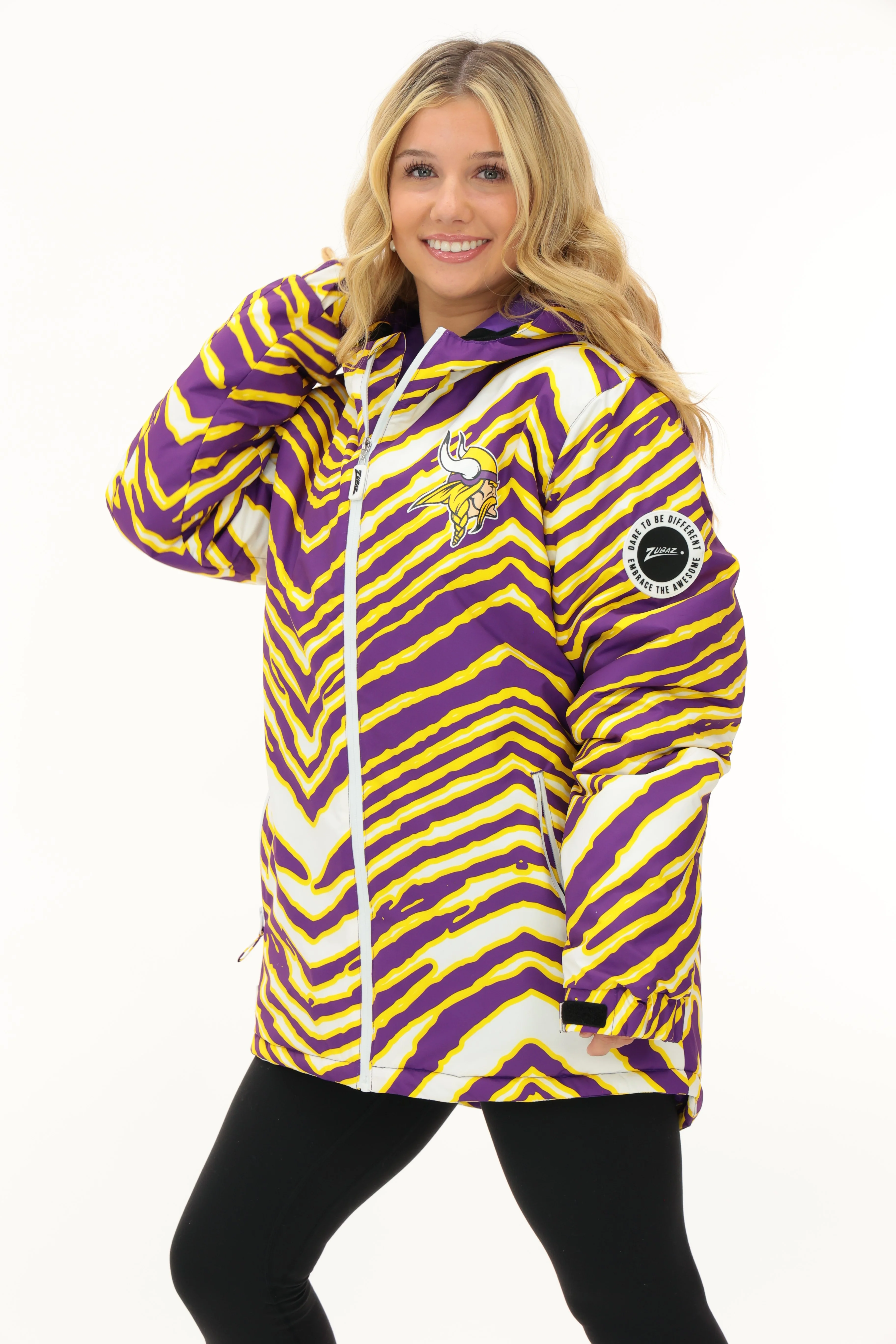 Zubaz NFL Adult Unisex Zebra Team Color Bleacher Blazer Snow Jacket, Cleveland Browns - Image 2