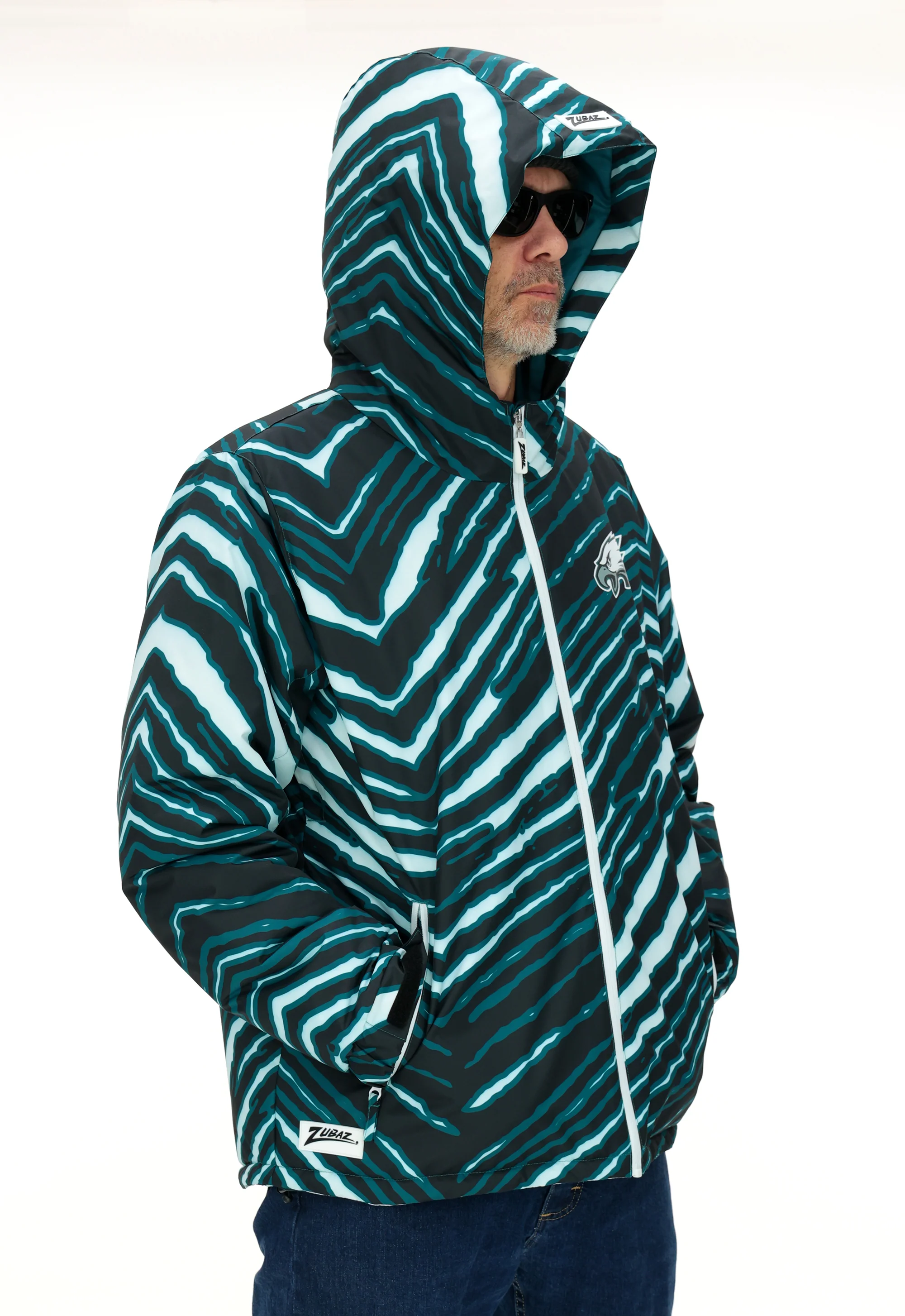 Zubaz NFL Adult Unisex Zebra Team Color Bleacher Blazer Snow Jacket, Philadelphia Eagles - Image 3