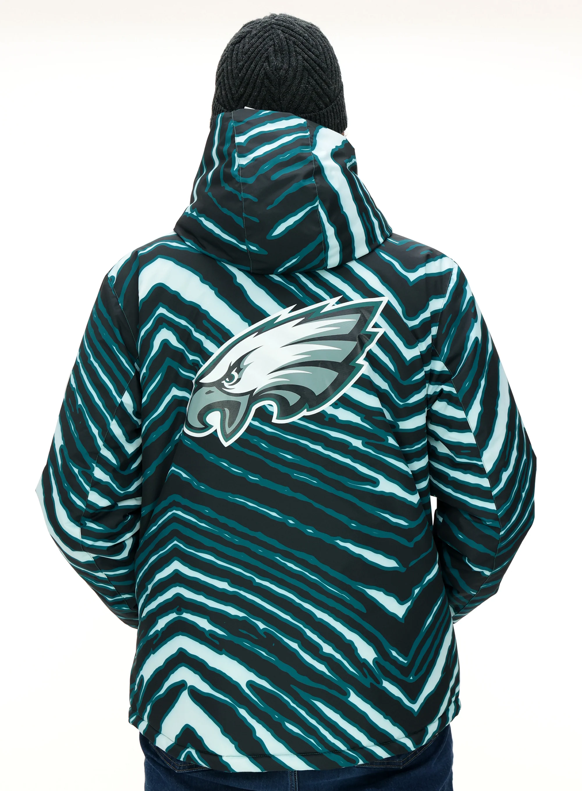Zubaz NFL Adult Unisex Zebra Team Color Bleacher Blazer Snow Jacket, Philadelphia Eagles - Image 4
