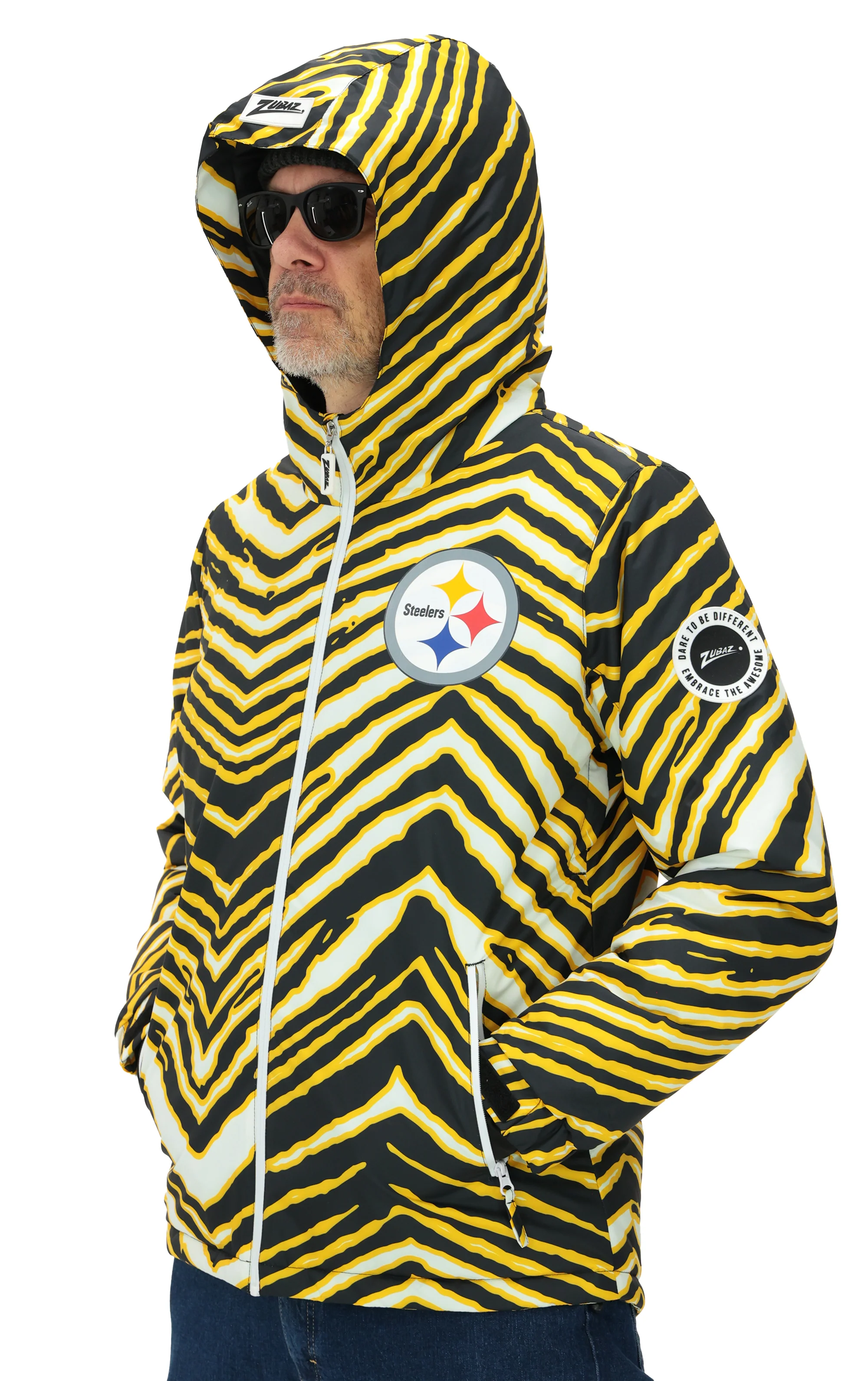 Zubaz NFL Adult Unisex Zebra Team Color Bleacher Blazer Snow Jacket, Pittsburgh Steelers - Image 3