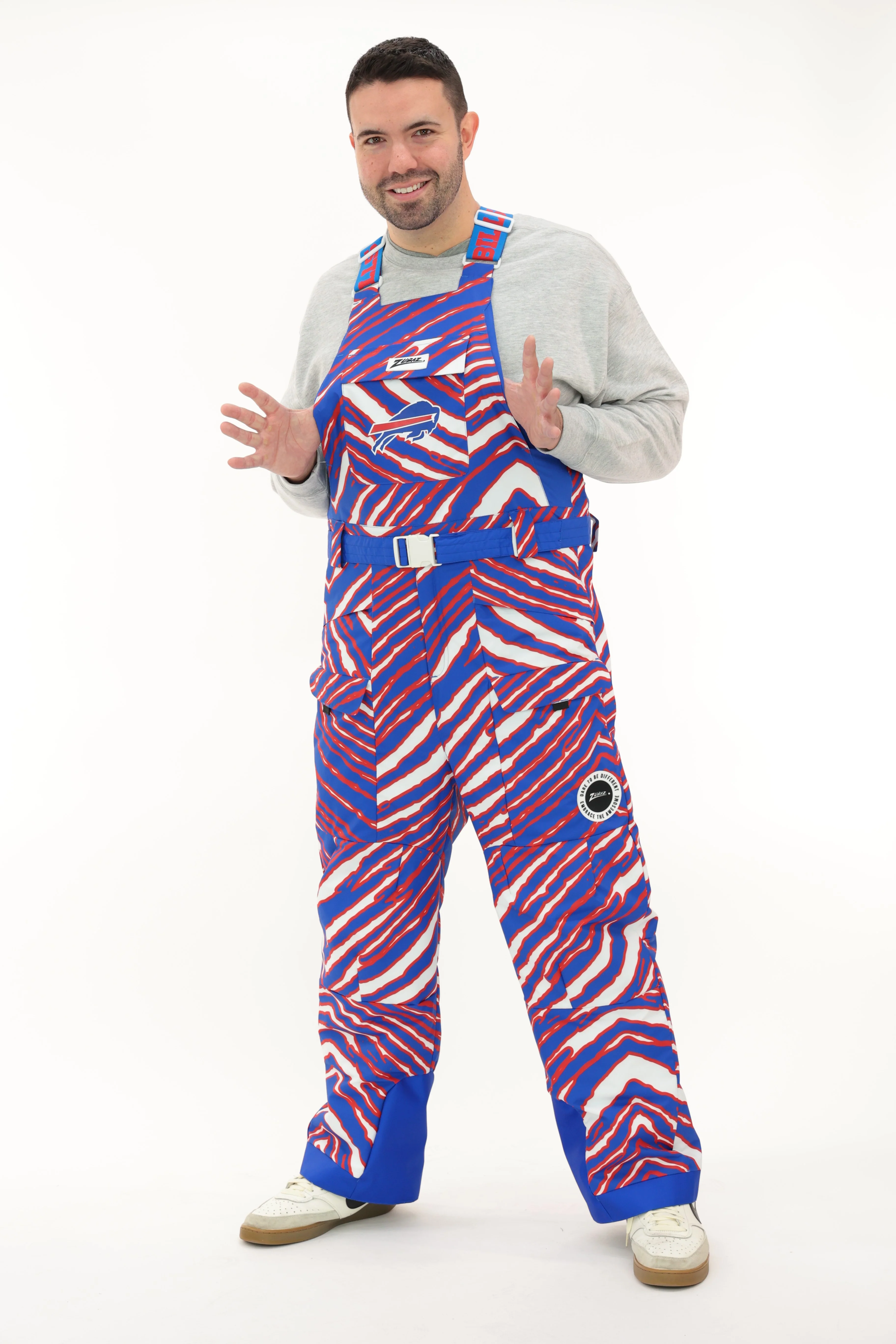 Zubaz NFL Adult Unisex Zebra Team Color Blizzard Snow Bib, Buffalo Bills - Image 3