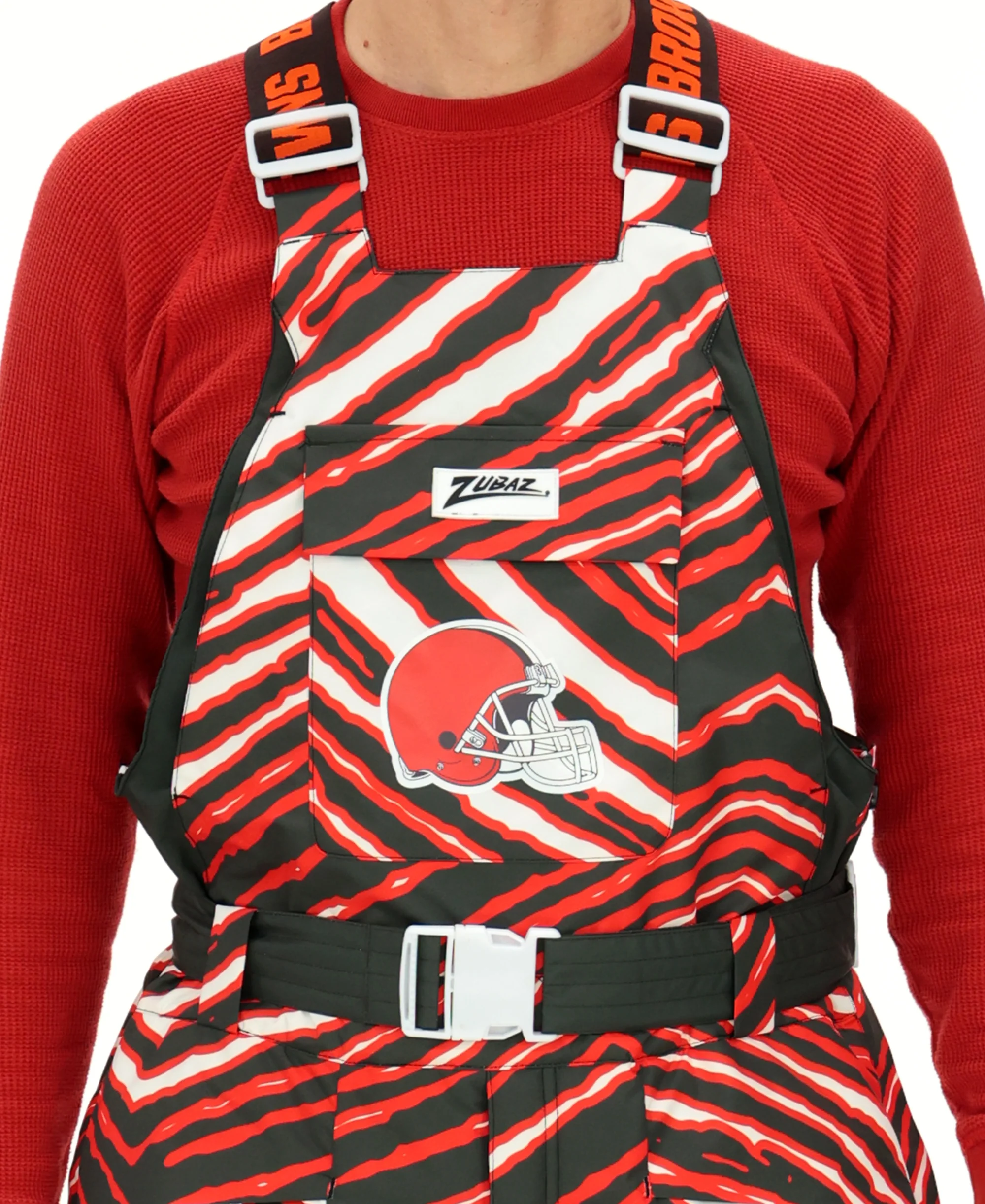 Zubaz NFL Adult Unisex Zebra Team Color Blizzard Snow Bib, Cleveland Browns - Image 3