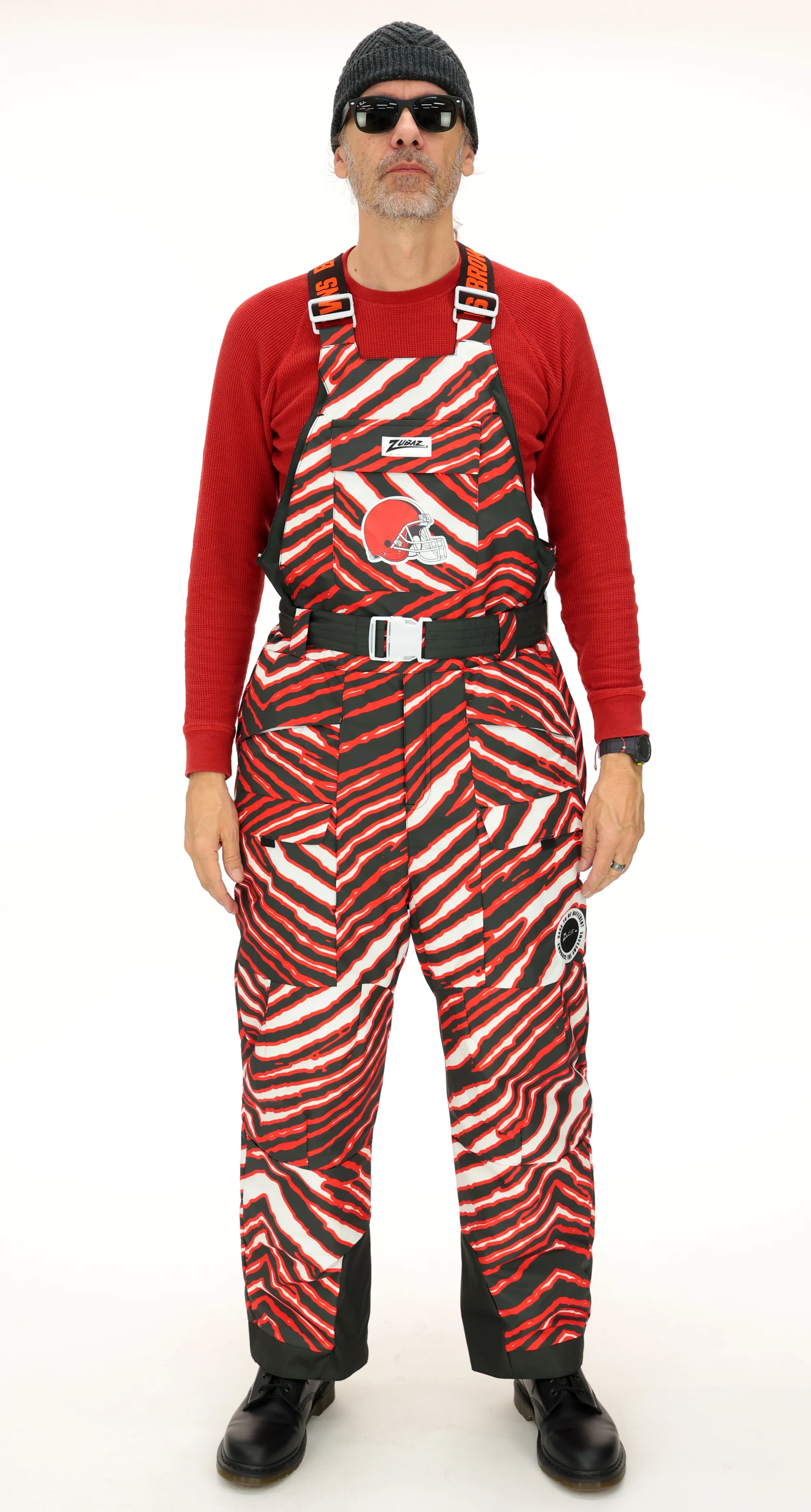 Zubaz NFL Adult Unisex Zebra Team Color Blizzard Snow Bib, Cleveland Browns - Image 4